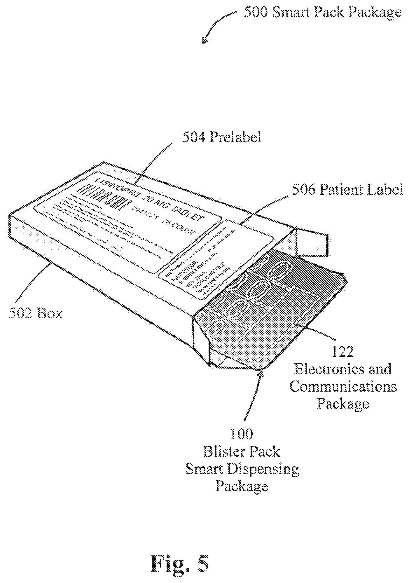 Patent US12310924 Figure 5 – Smart pack for medicines