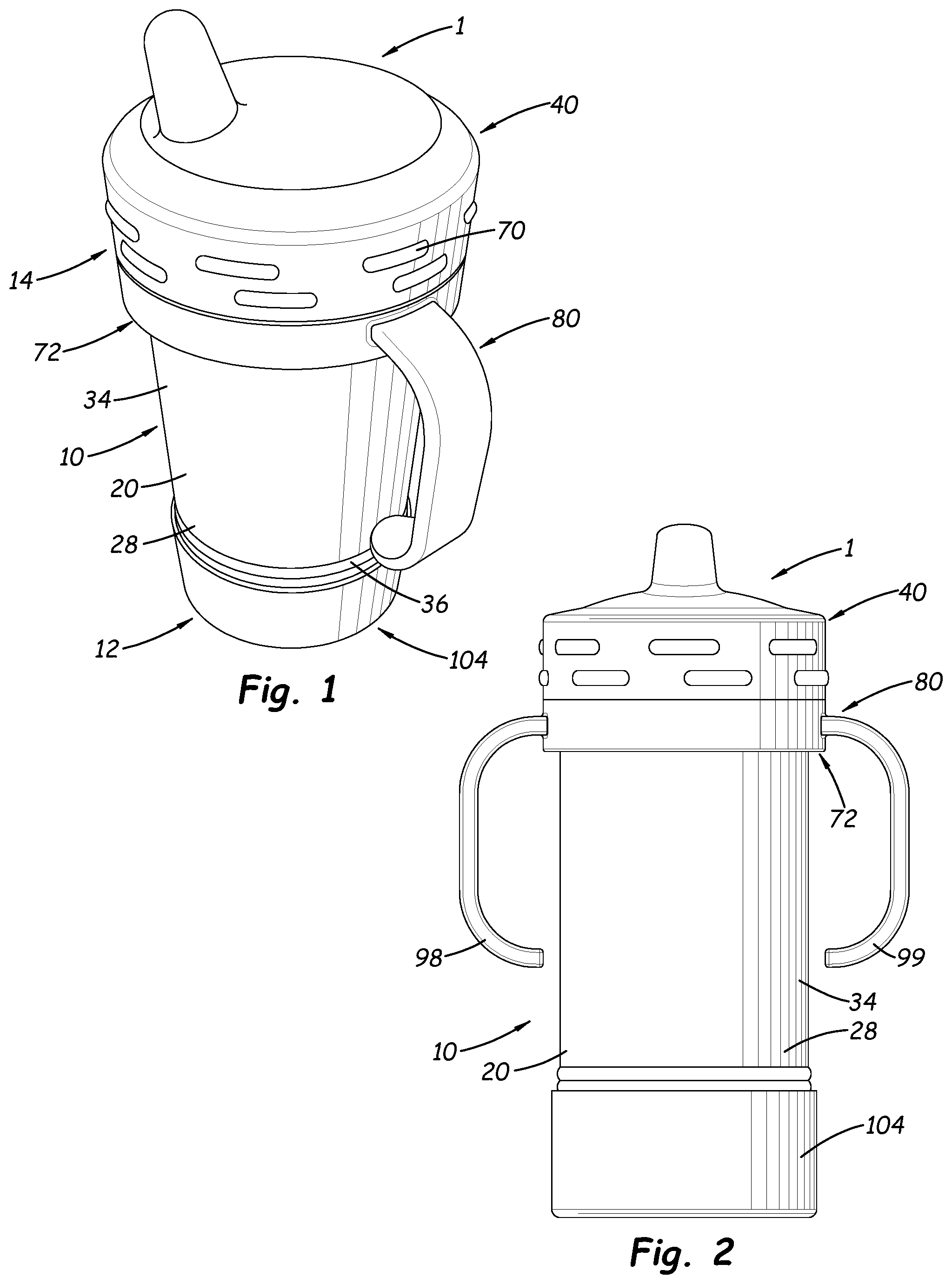 Patent US12310926 Figure 1 – Beverage container with convertible configuration