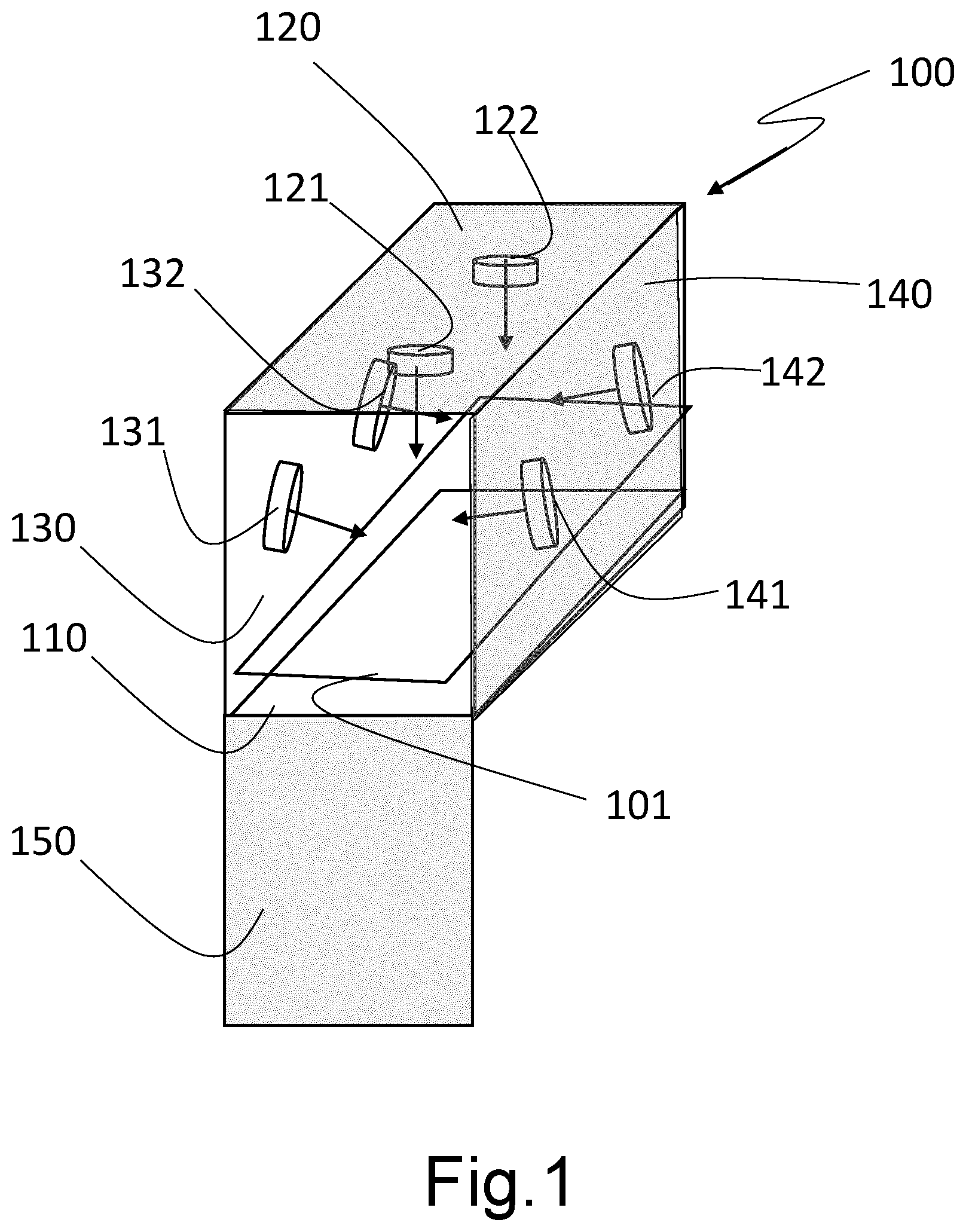 Patent US12311068 Figure 1 – UV disinfection box system