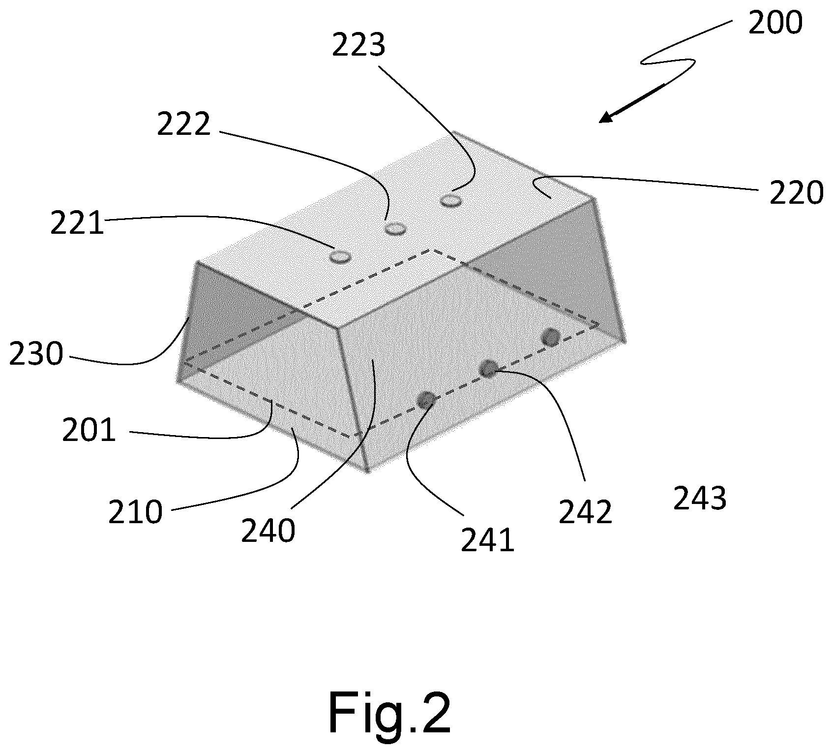 Patent US12311068 Figure 2 – UV disinfection box system