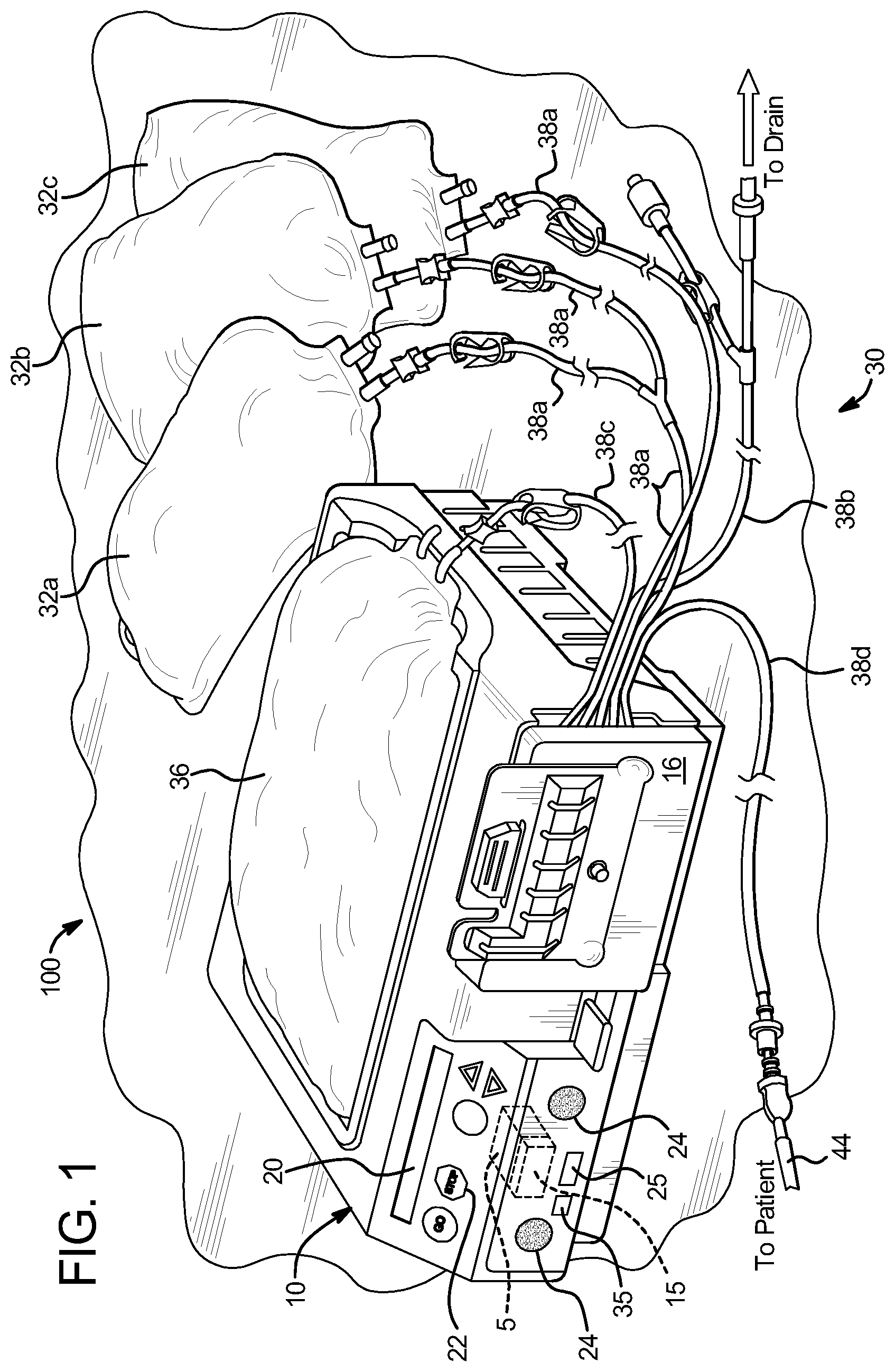 Patent US12311087 Figure 1 – System for automated collection of dialysis data