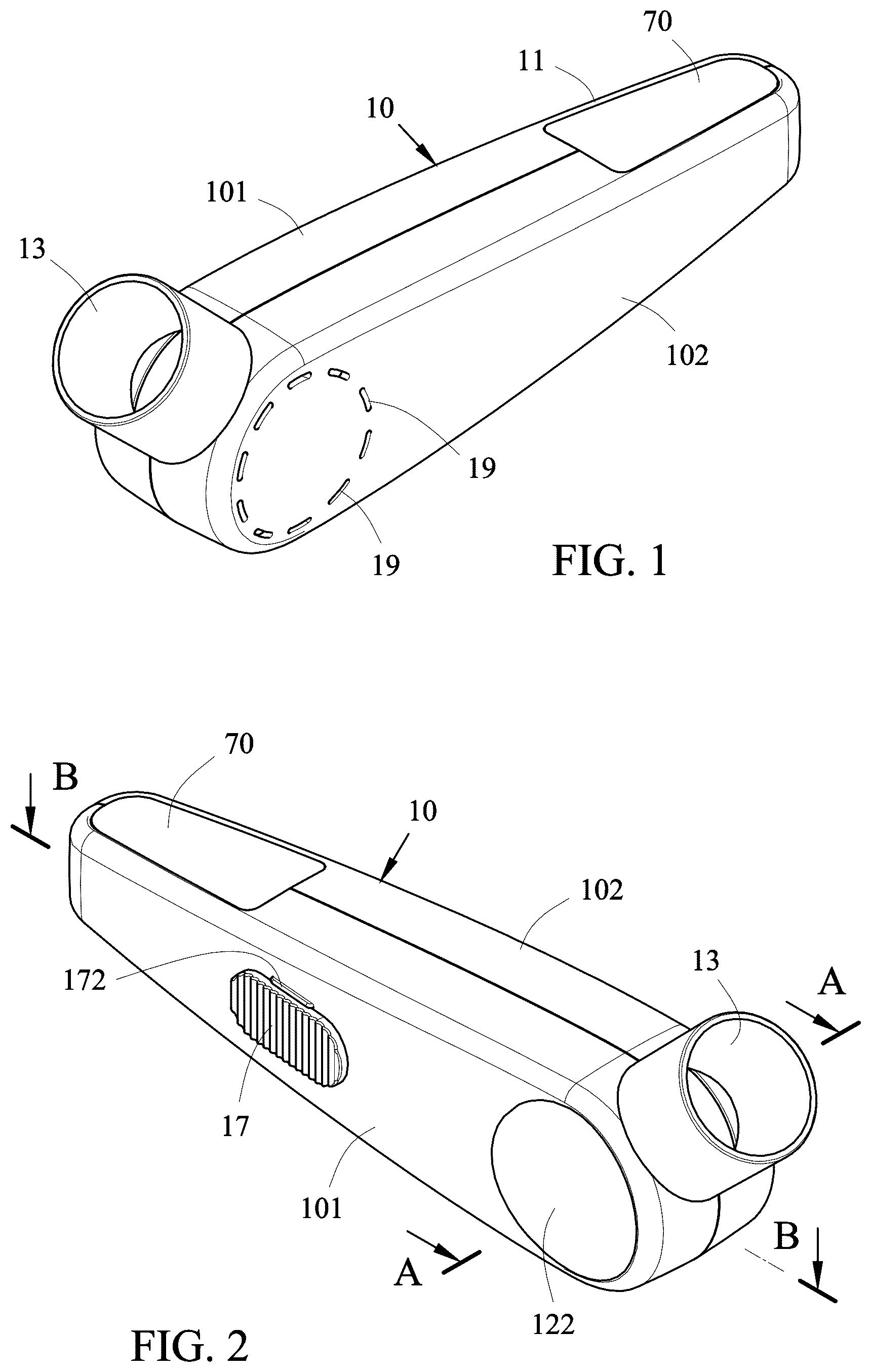 Patent US12311103 Figure 1 – Portable oscillator of positive expiratory pressure having capability for oscillating indication