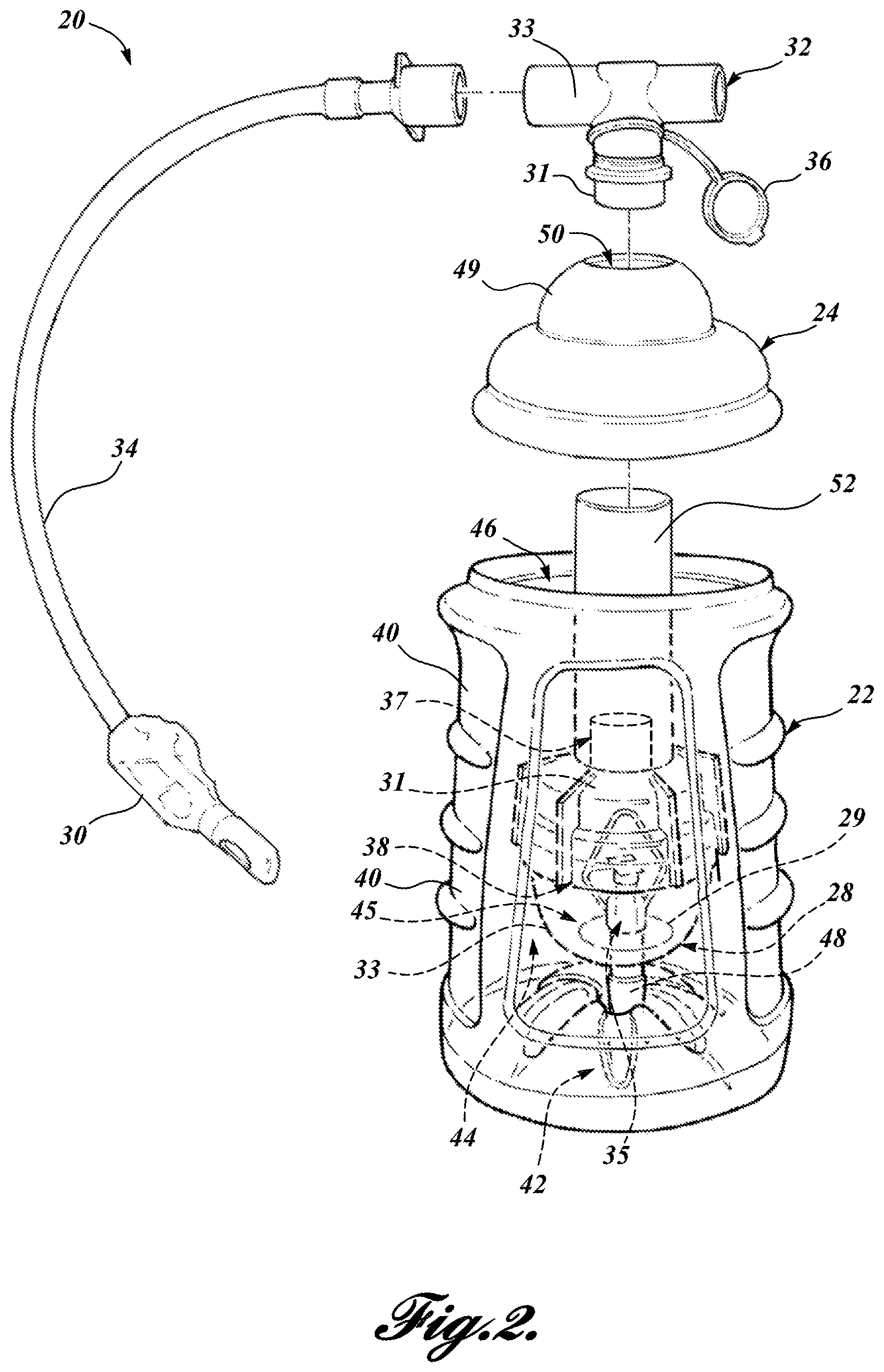Patent US12311112 Figure 2 – Thermal material nebulizing system with animal mask