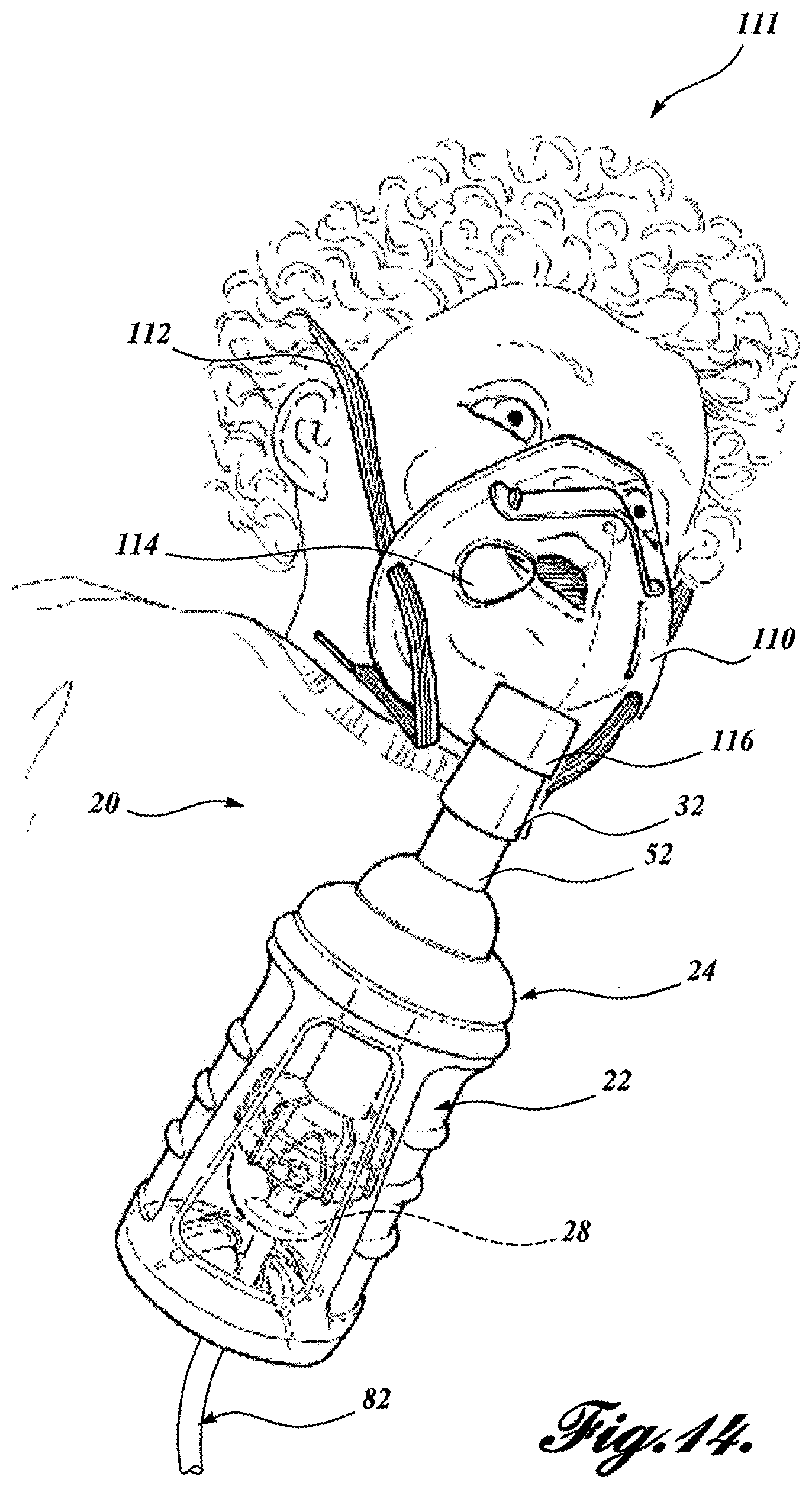 Patent US12311112 Figure 14 – Thermal material nebulizing system with animal mask