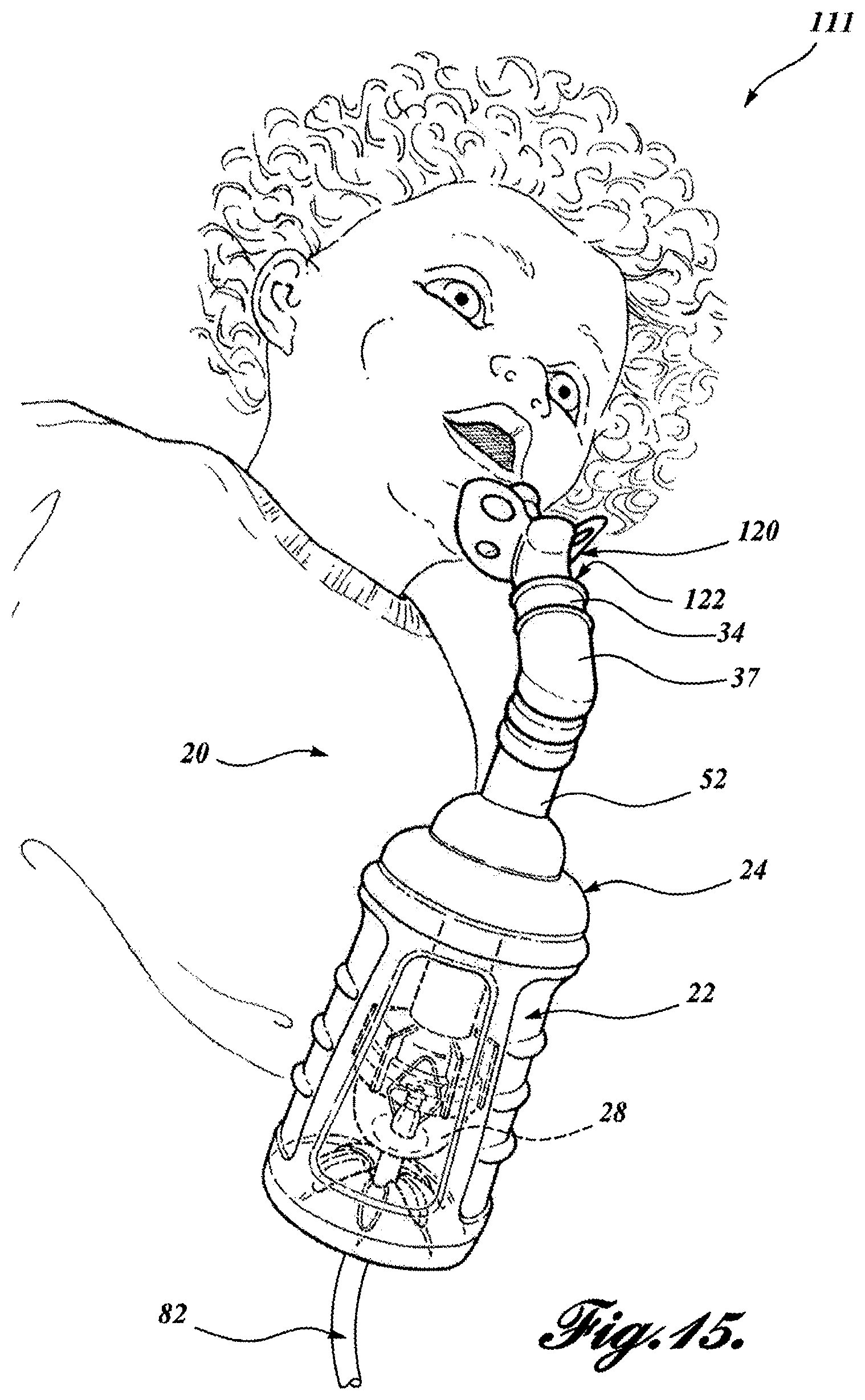 Patent US12311112 Figure 15 – Thermal material nebulizing system with animal mask