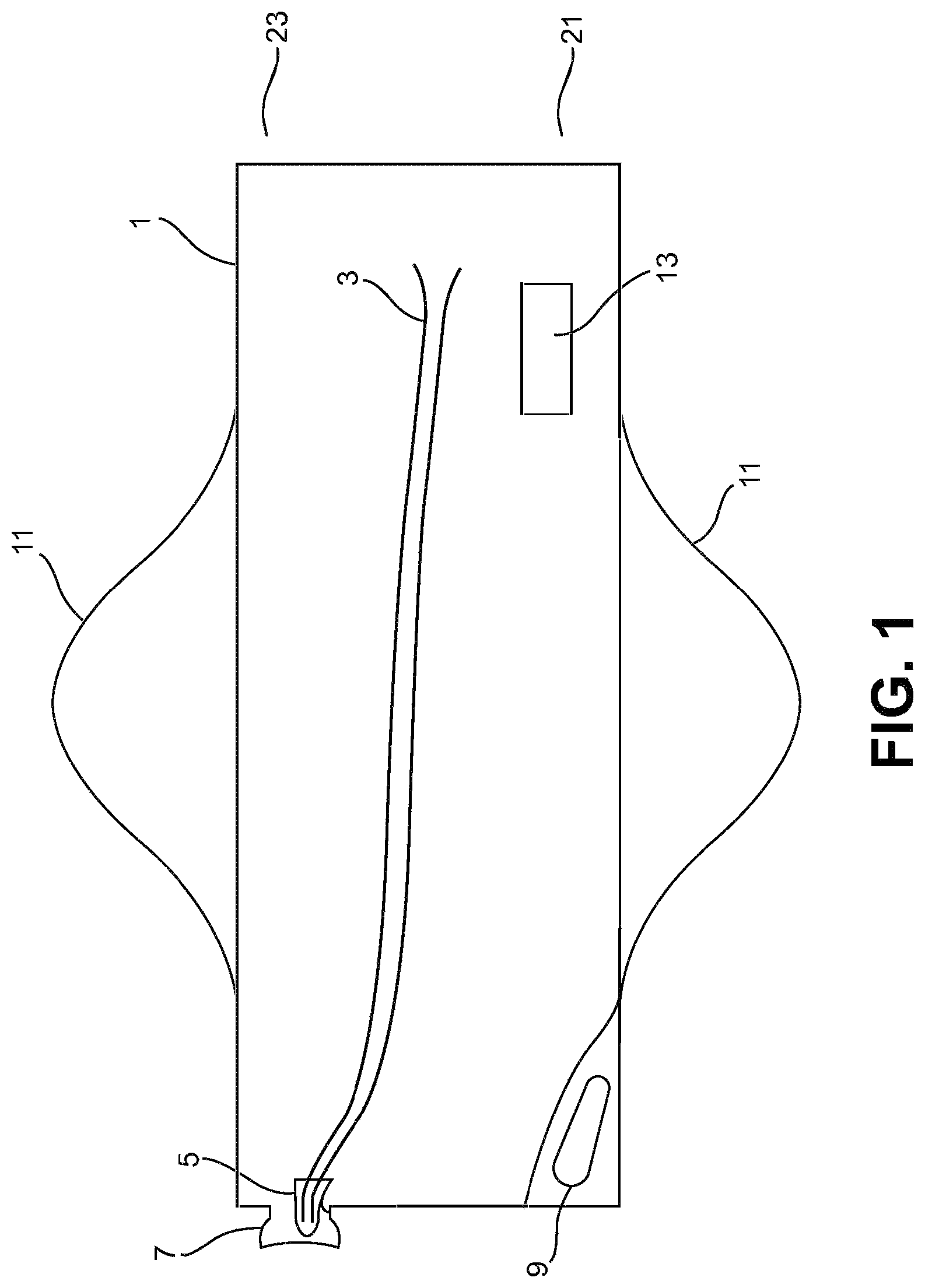 Patent US12311120 Figure 1 – Catheter in bag without additional packaging