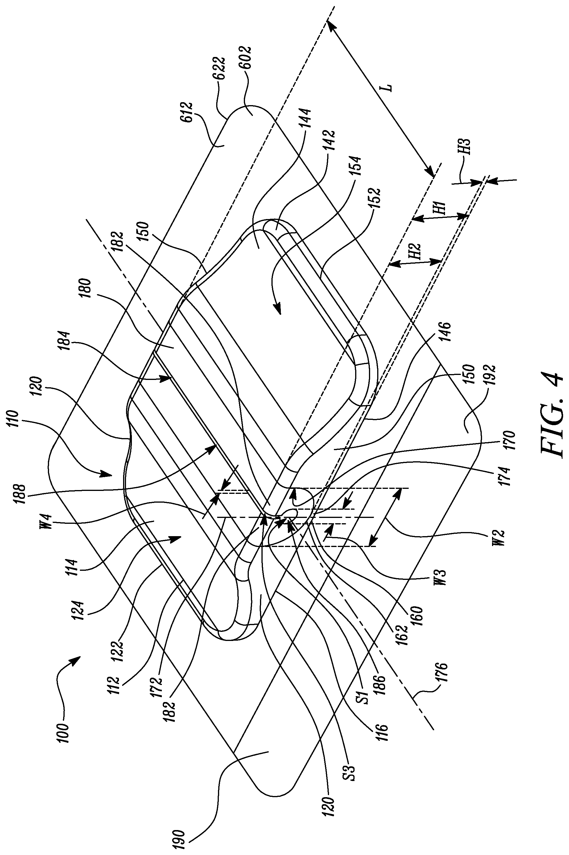 Patent US12311126 Figure 5 – Securement device, kit comprising securement device, and method of securing securement device on skin of user