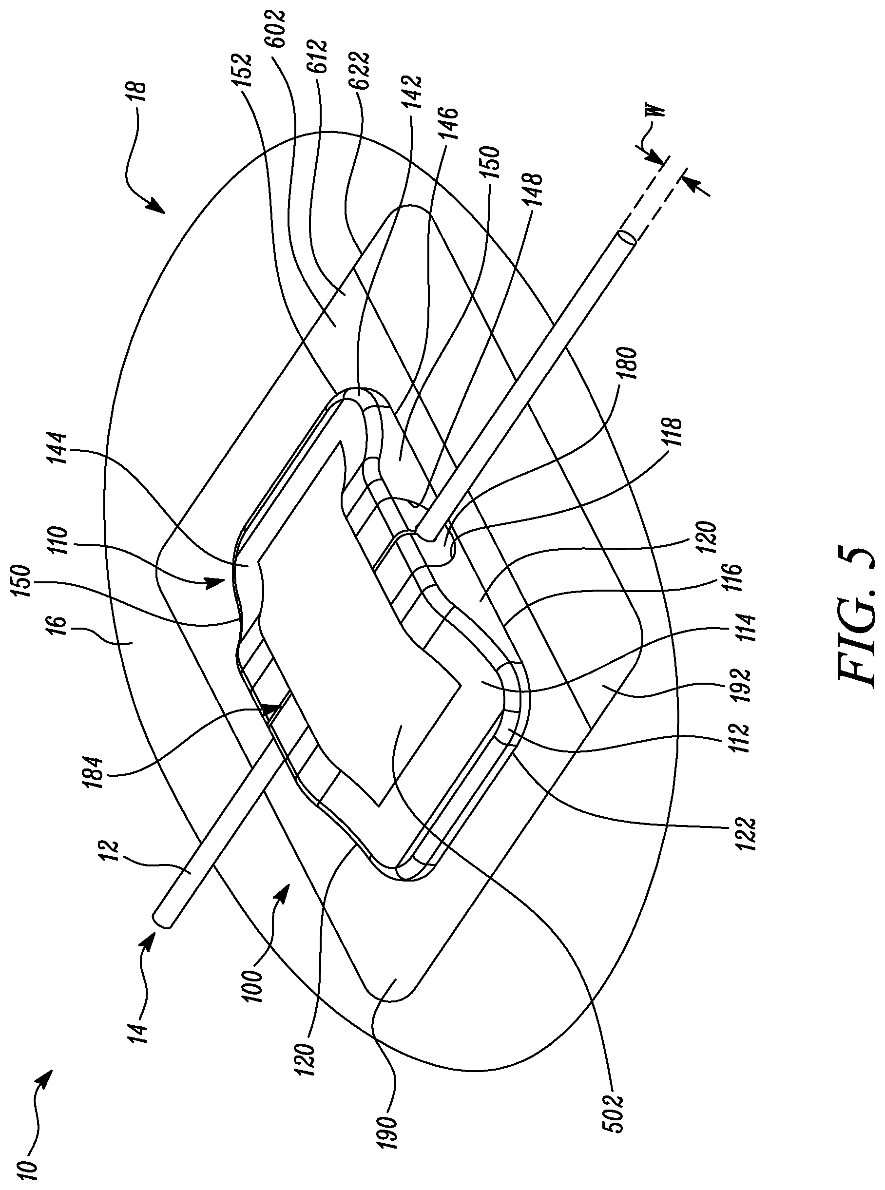 Patent US12311126 Figure 6 – Securement device, kit comprising securement device, and method of securing securement device on skin of user