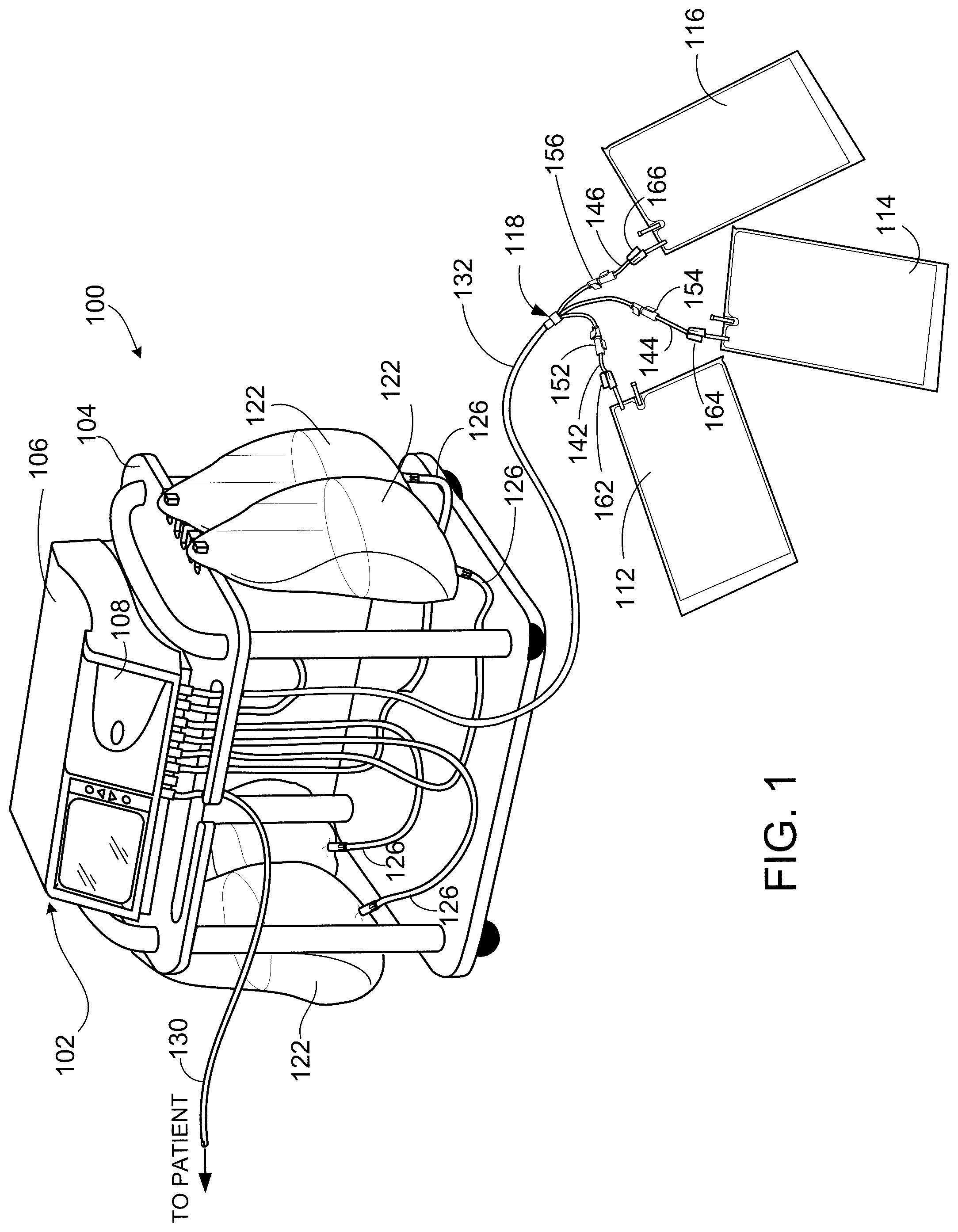 Patent US12311140 Figure 1 – Medical fluid line connection devices