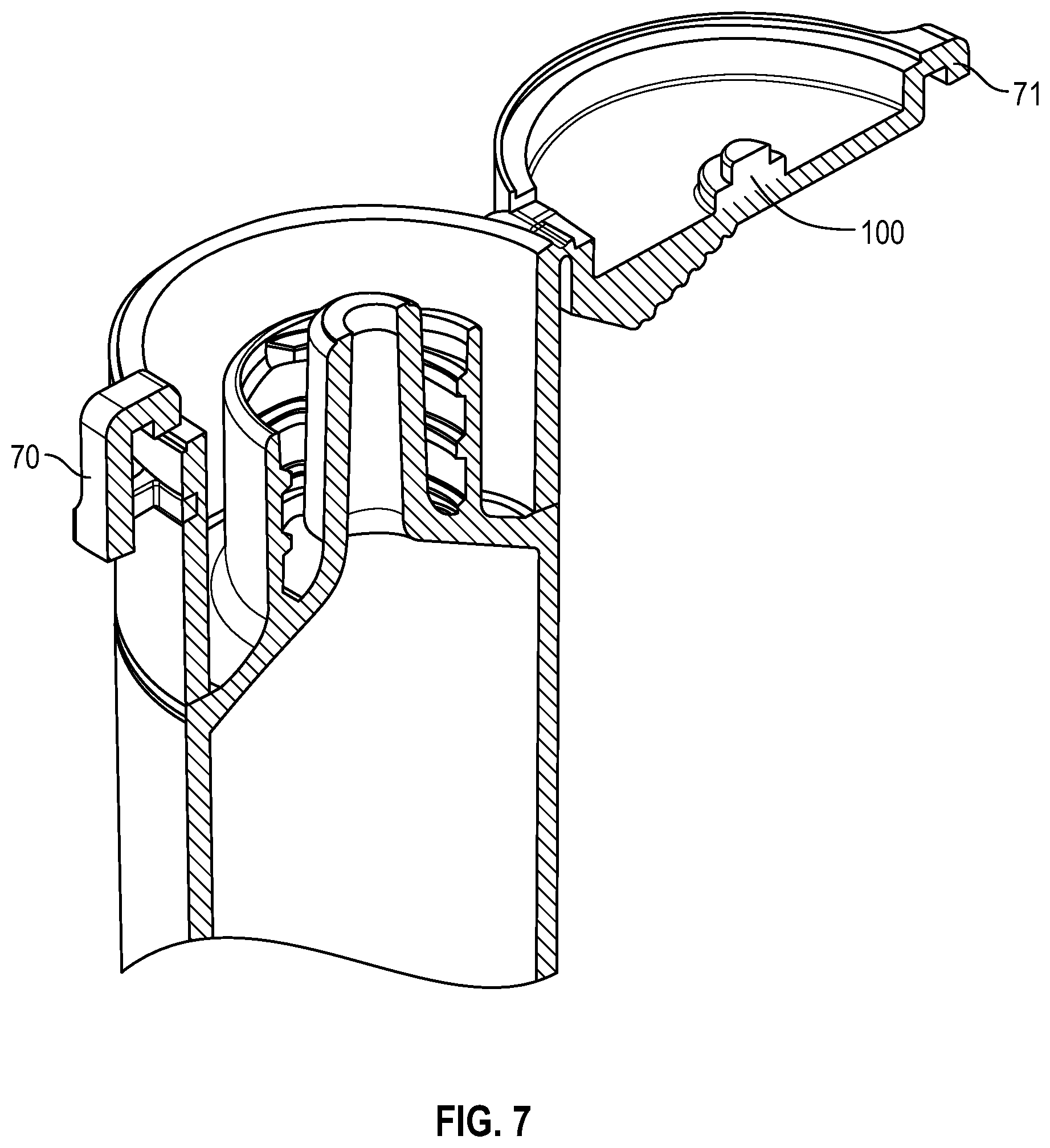Patent US12311149 Figure 7 – Flush syringe with flip cap