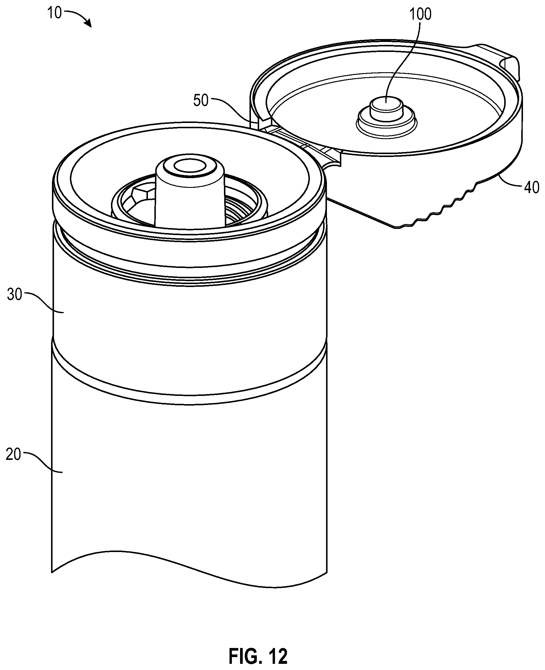 Patent US12311149 Figure 12 – Flush syringe with flip cap
