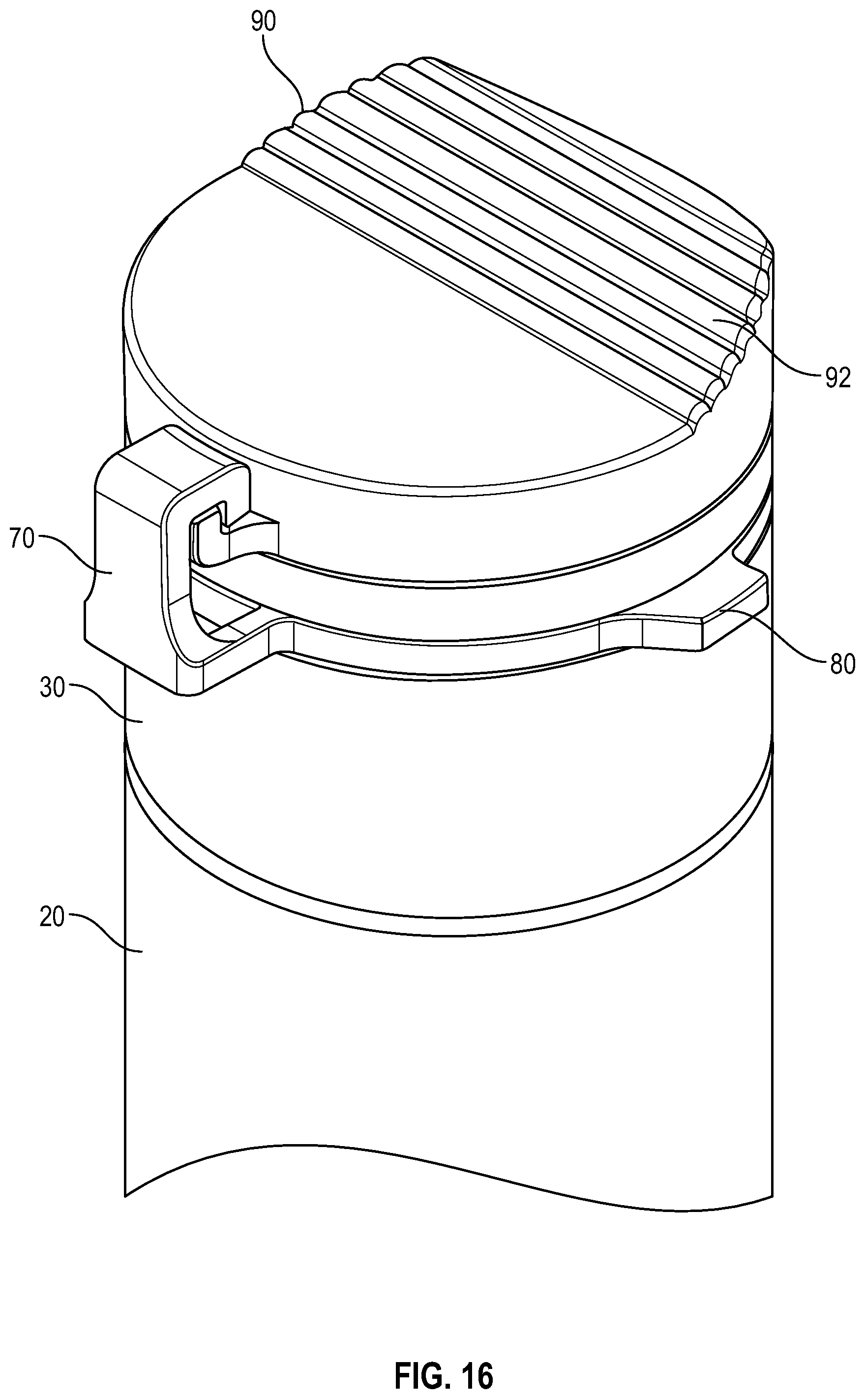 Patent US12311149 Figure 16 – Flush syringe with flip cap
