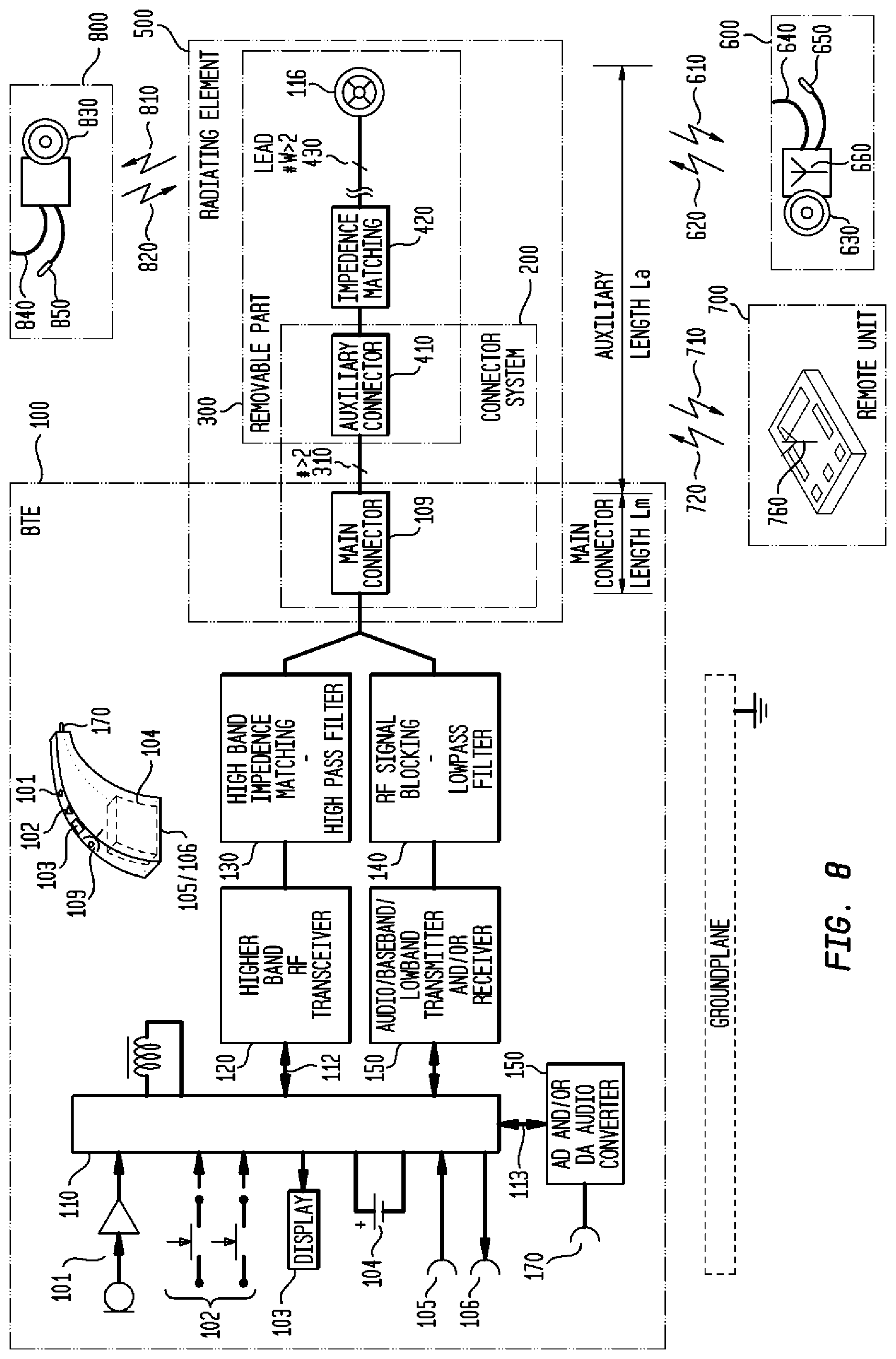 Patent US12311171 Figure 10 – Acoustic output device with antenna