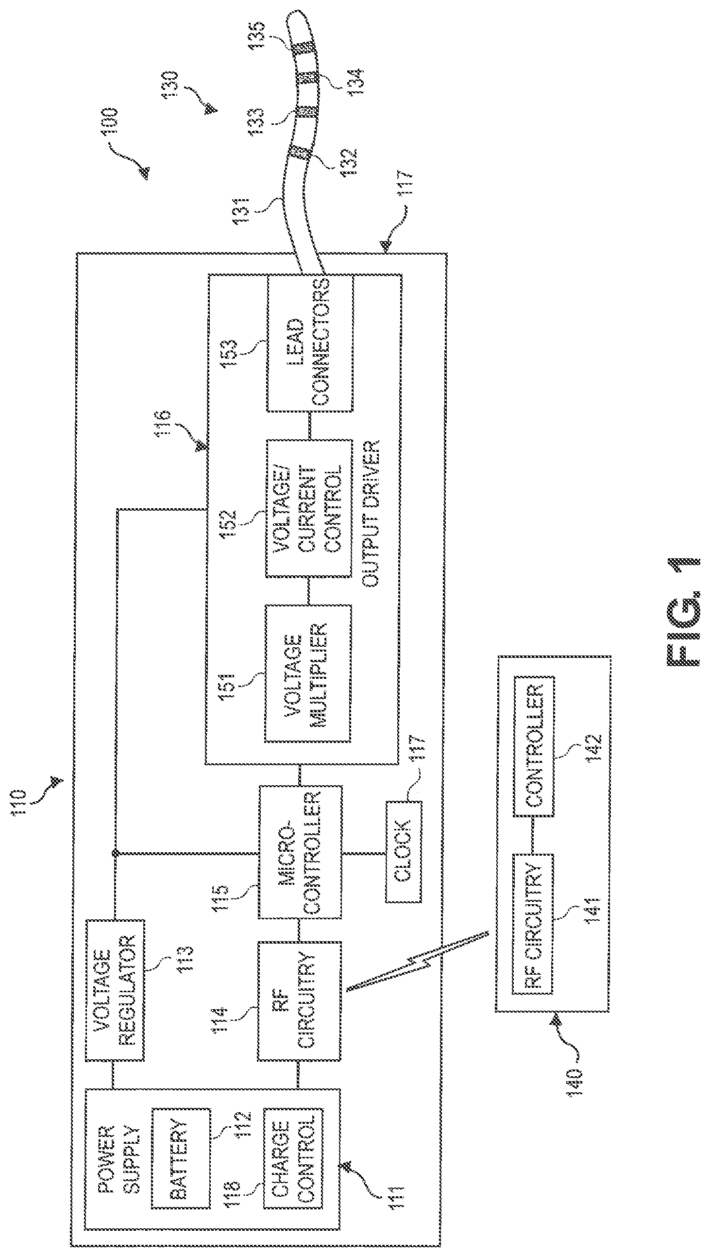 Patent US12311185 Figure 1 – Implantable pulse generator for providing a neurostimulation therapy using complex impedance measurements and methods of operation