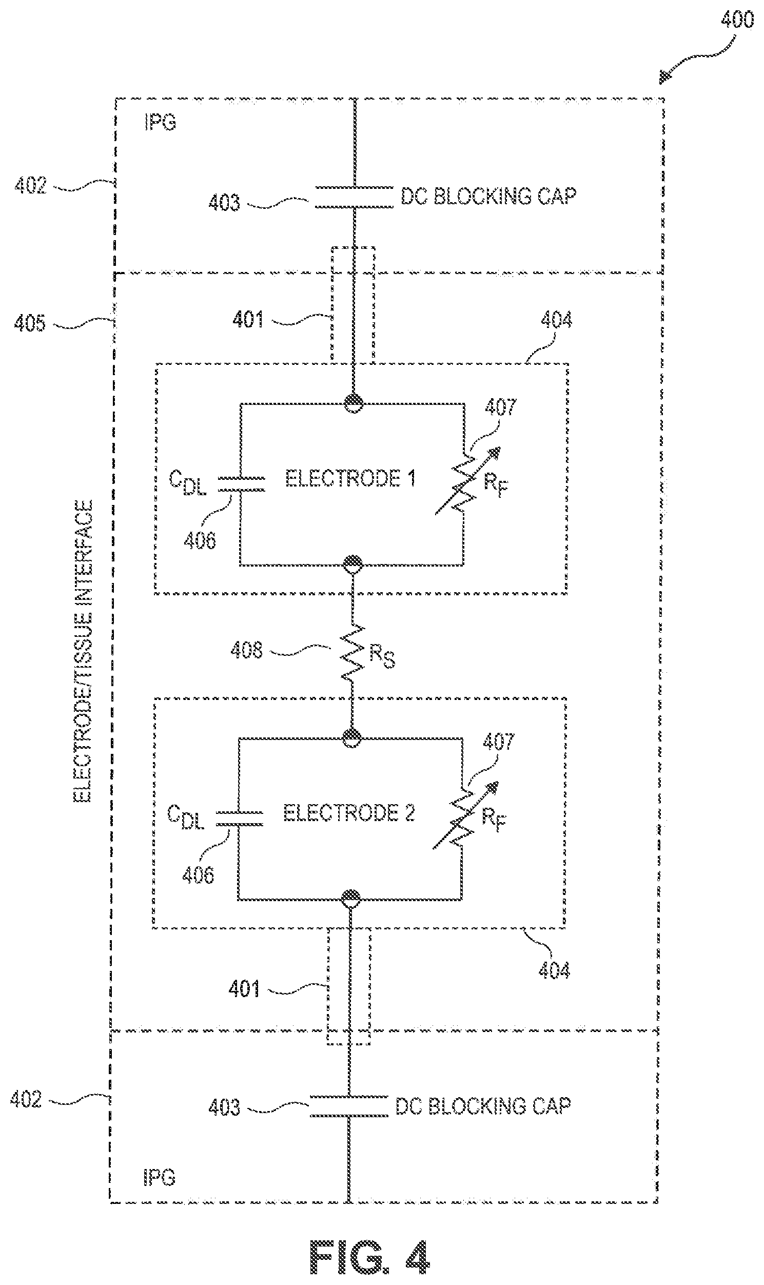 Patent US12311185 Figure 4 – Implantable pulse generator for providing a neurostimulation therapy using complex impedance measurements and methods of operation