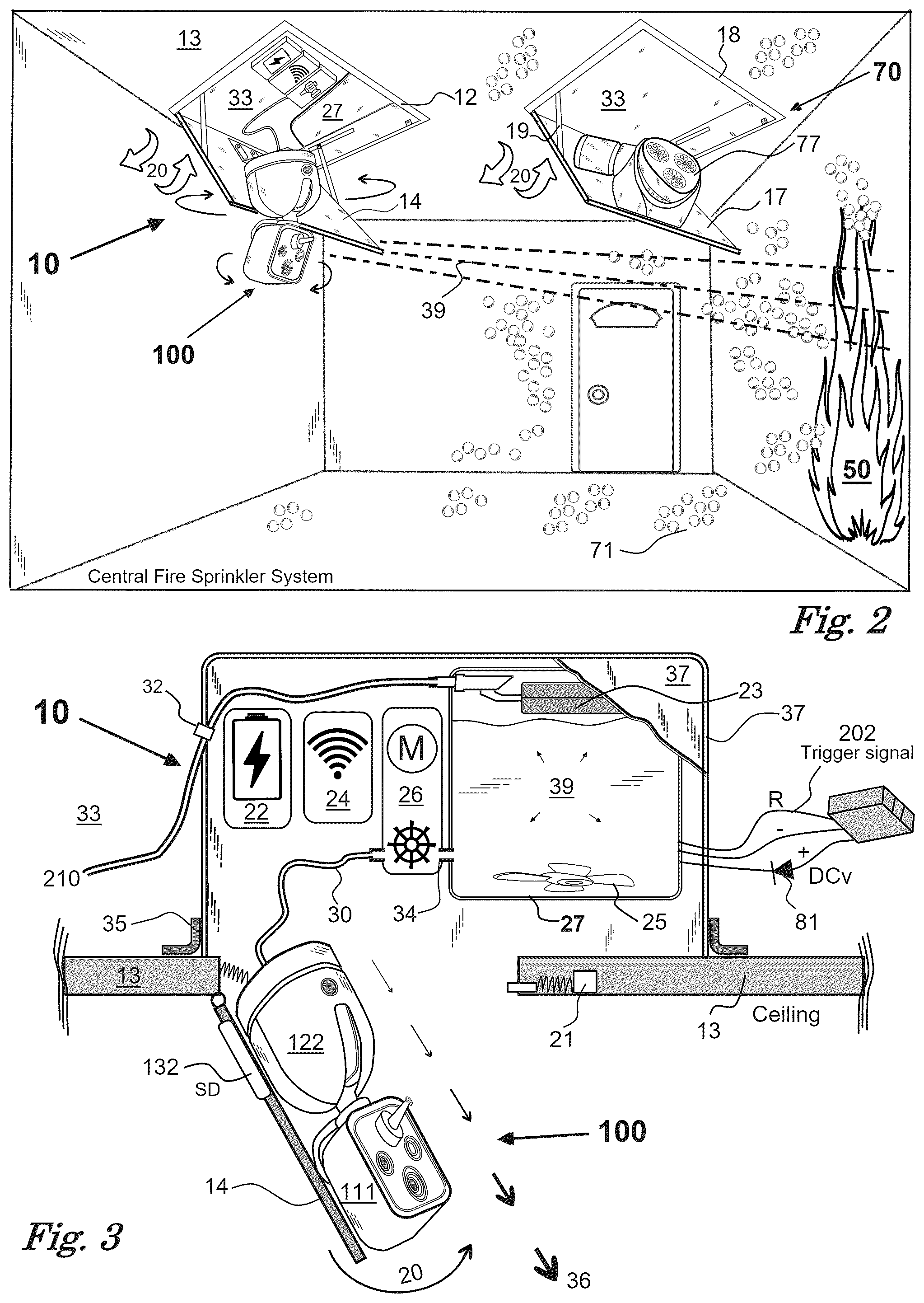 Patent US12311209 Figure 2 – Non destructive fire sprinkler system