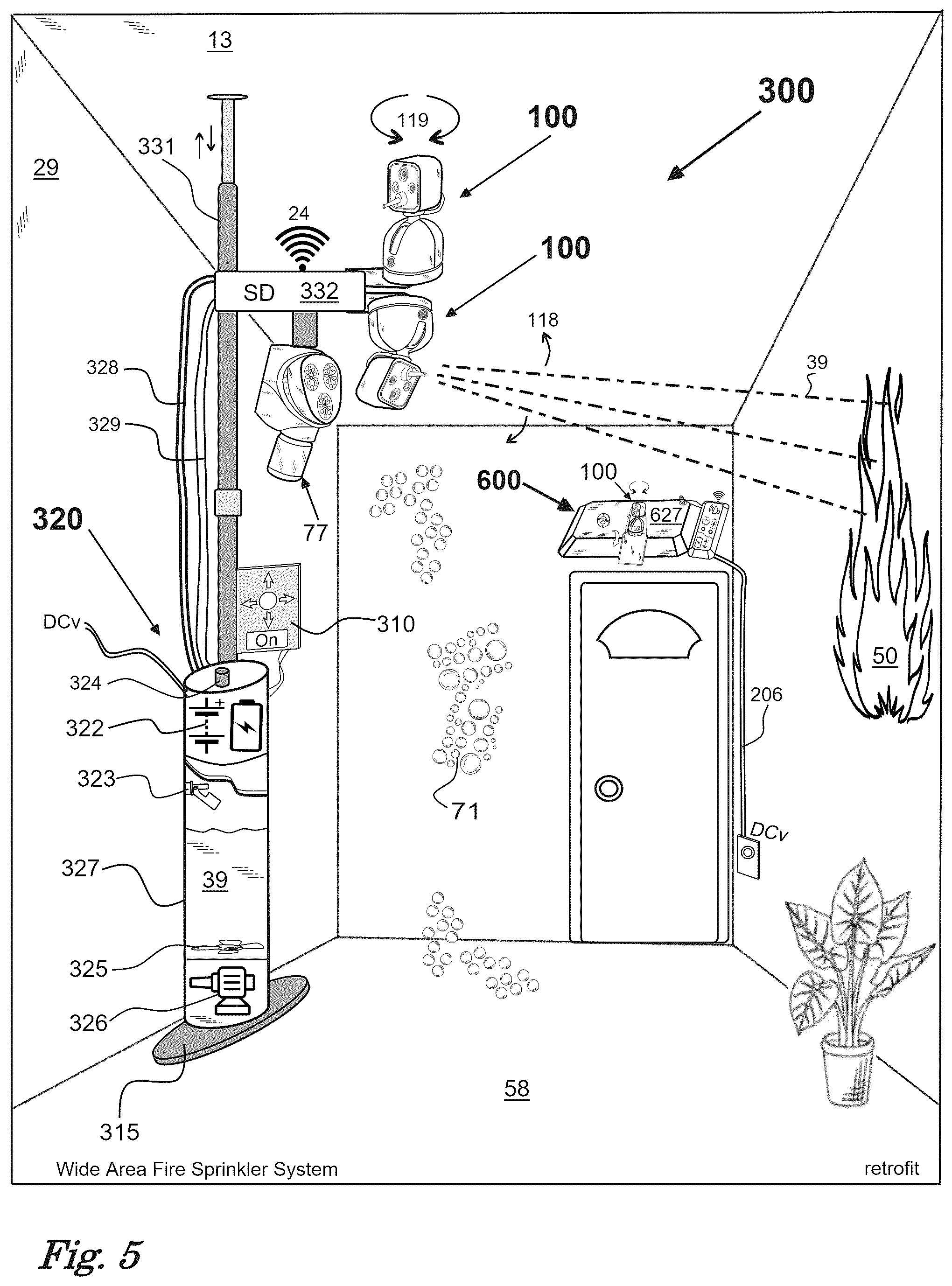Patent US12311209 Figure 5 – Non destructive fire sprinkler system