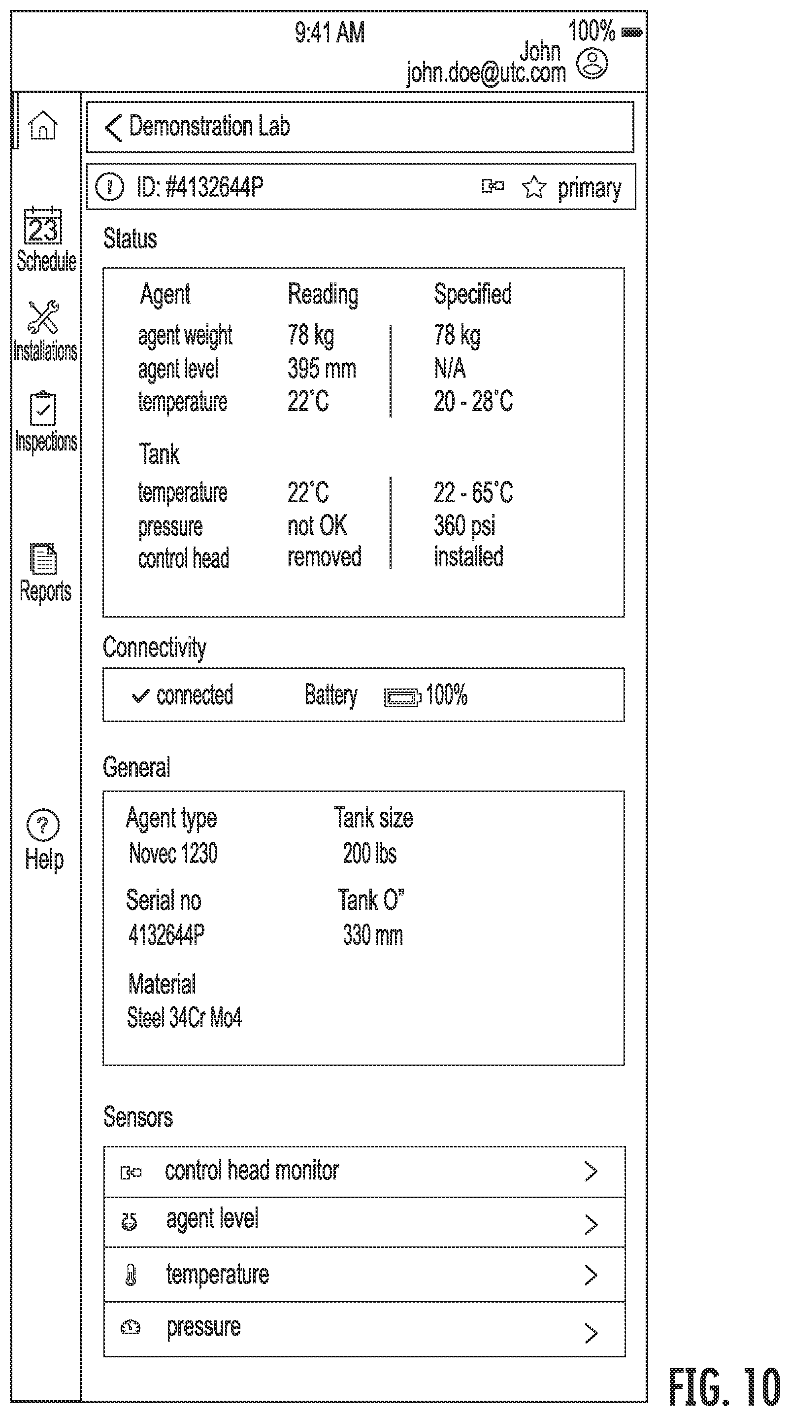 Patent US12311212 Figure 11 – Fire suppression system remote monitoring