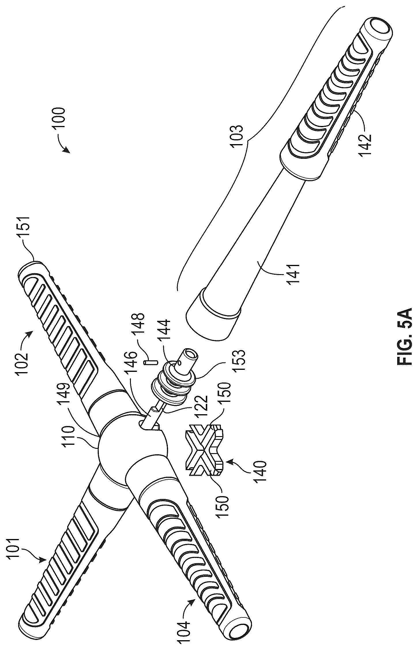 Patent US12311216 Figure 5 – Training device with collapsible arms