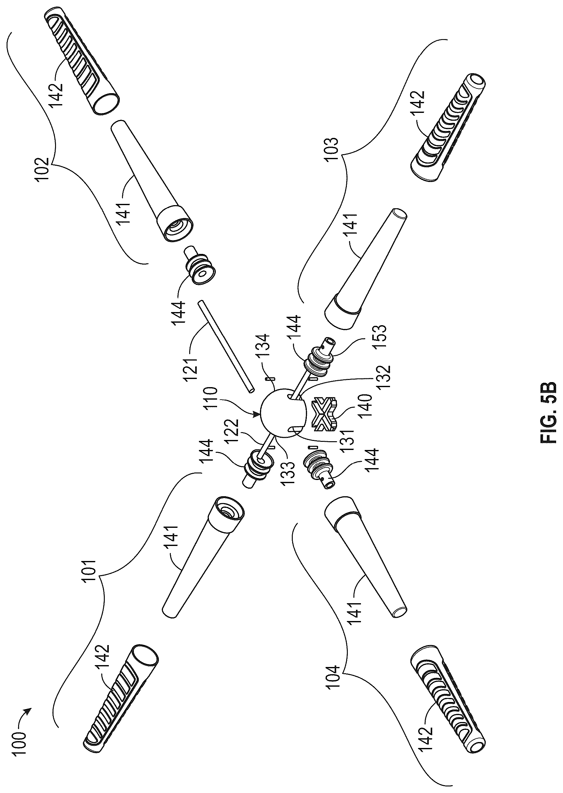 Patent US12311216 Figure 6 – Training device with collapsible arms