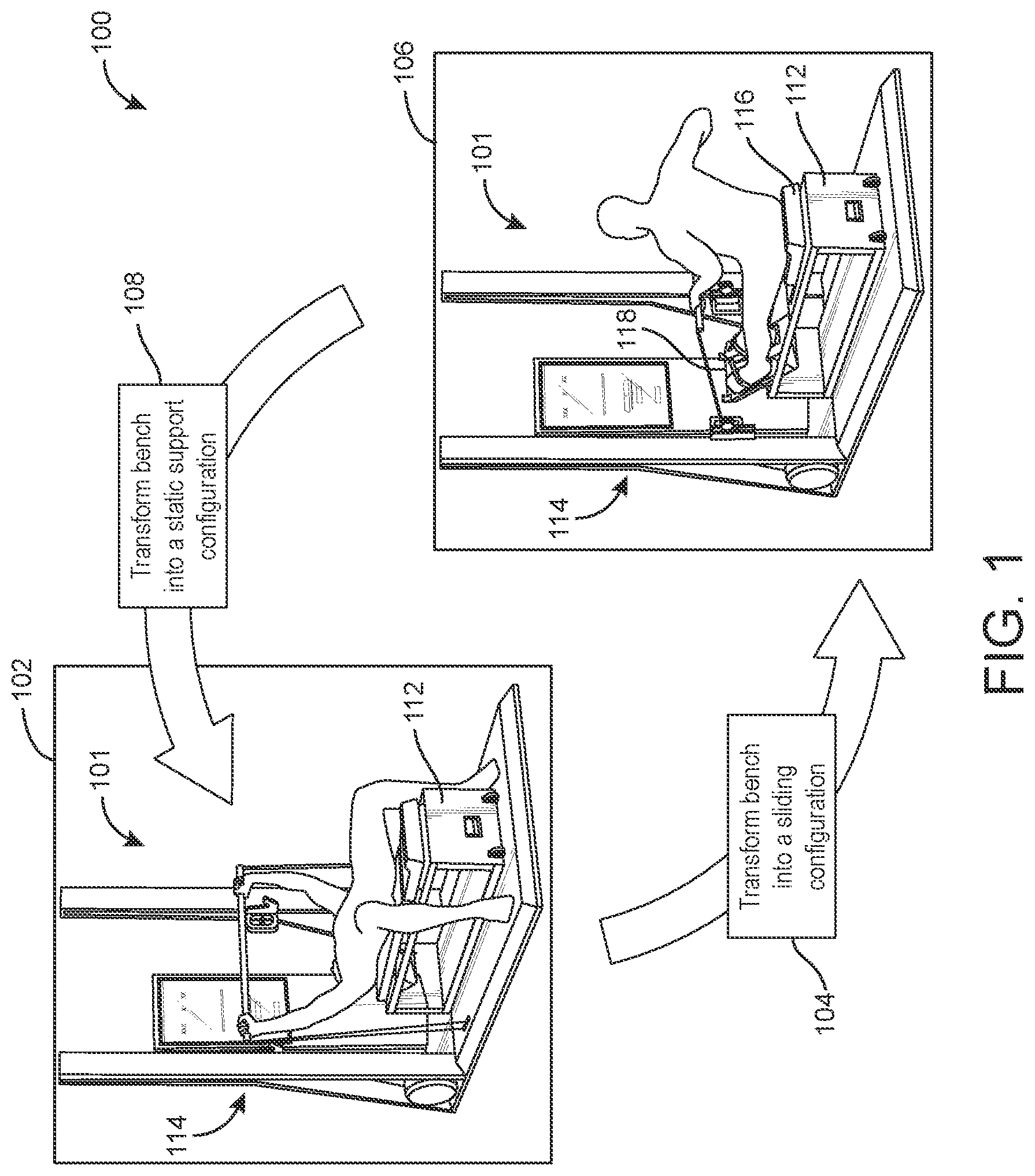 Patent US12311222 Figure 1 – Multipurpose exercise bench