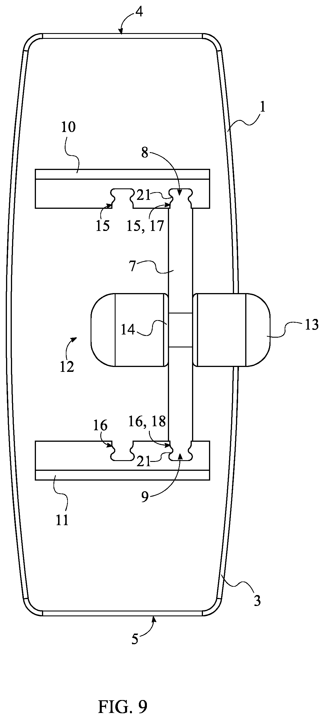 Patent US12311225 Figure 9 – Balance board with variable fore-and-aft adjustability