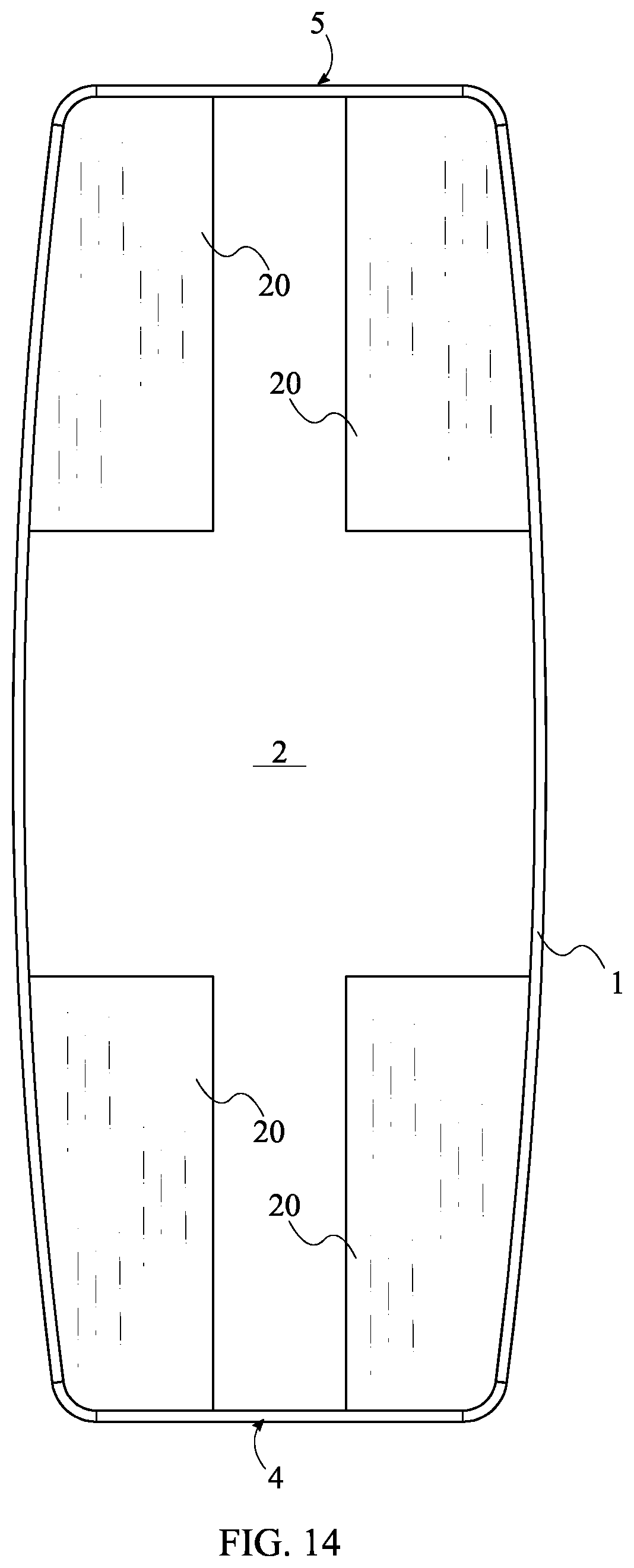 Patent US12311225 Figure 14 – Balance board with variable fore-and-aft adjustability