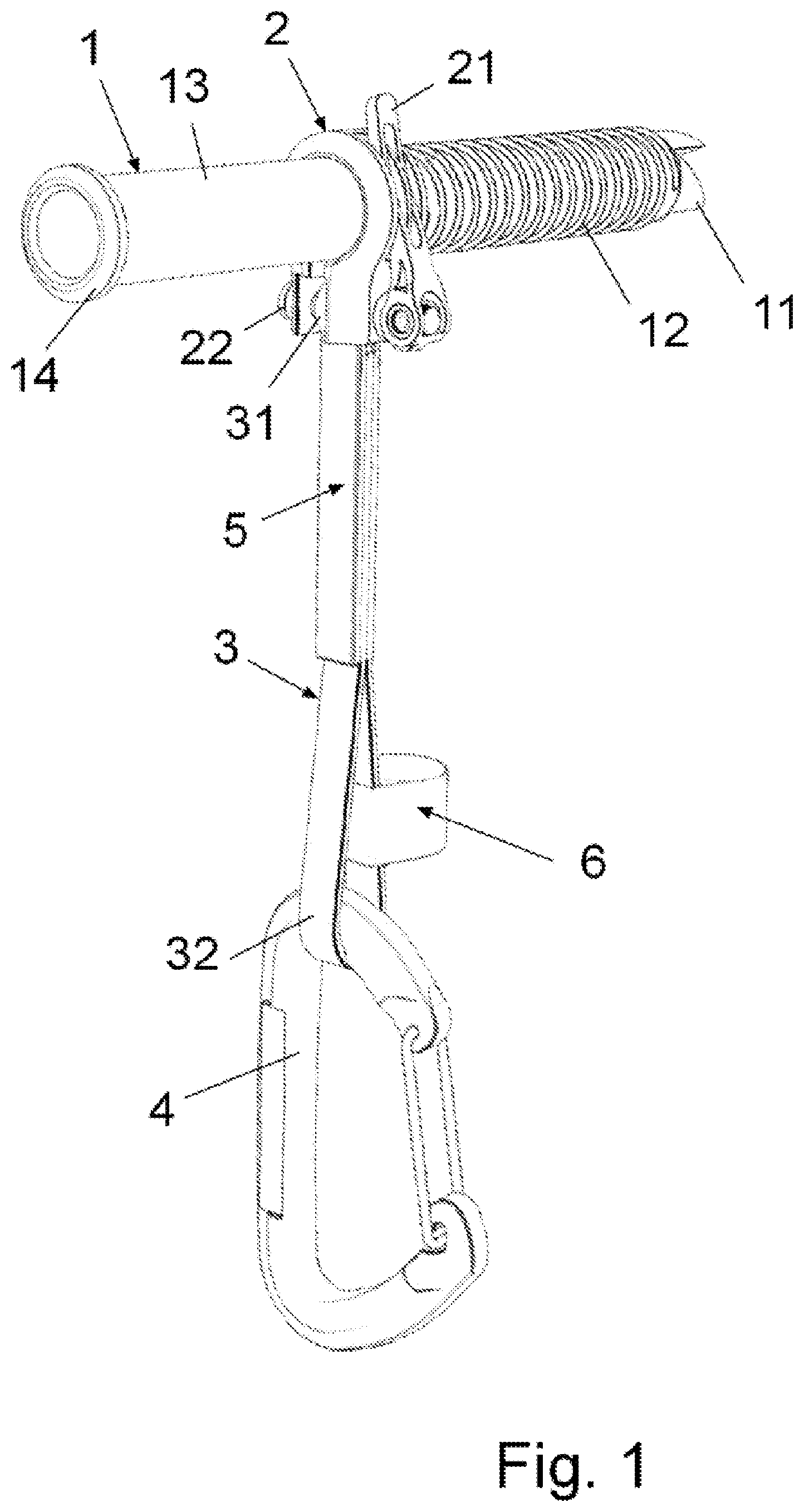 Patent US12311233 Figure 1 – Threaded anchor for ice climbing