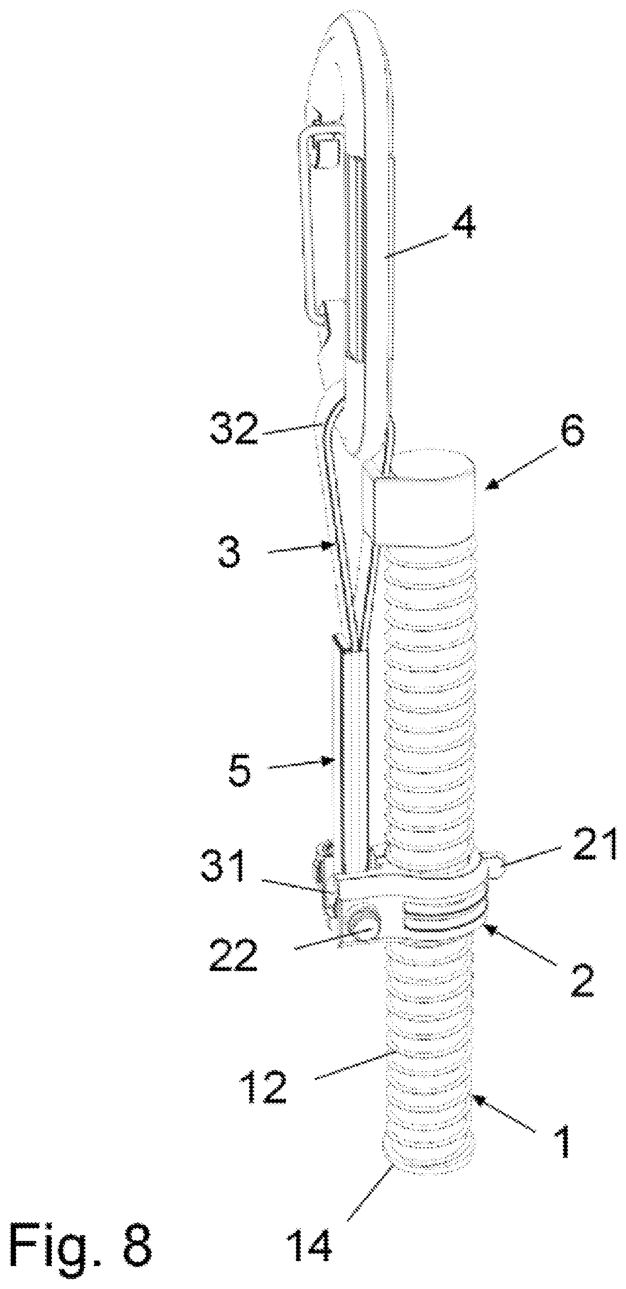 Patent US12311233 Figure 8 – Threaded anchor for ice climbing