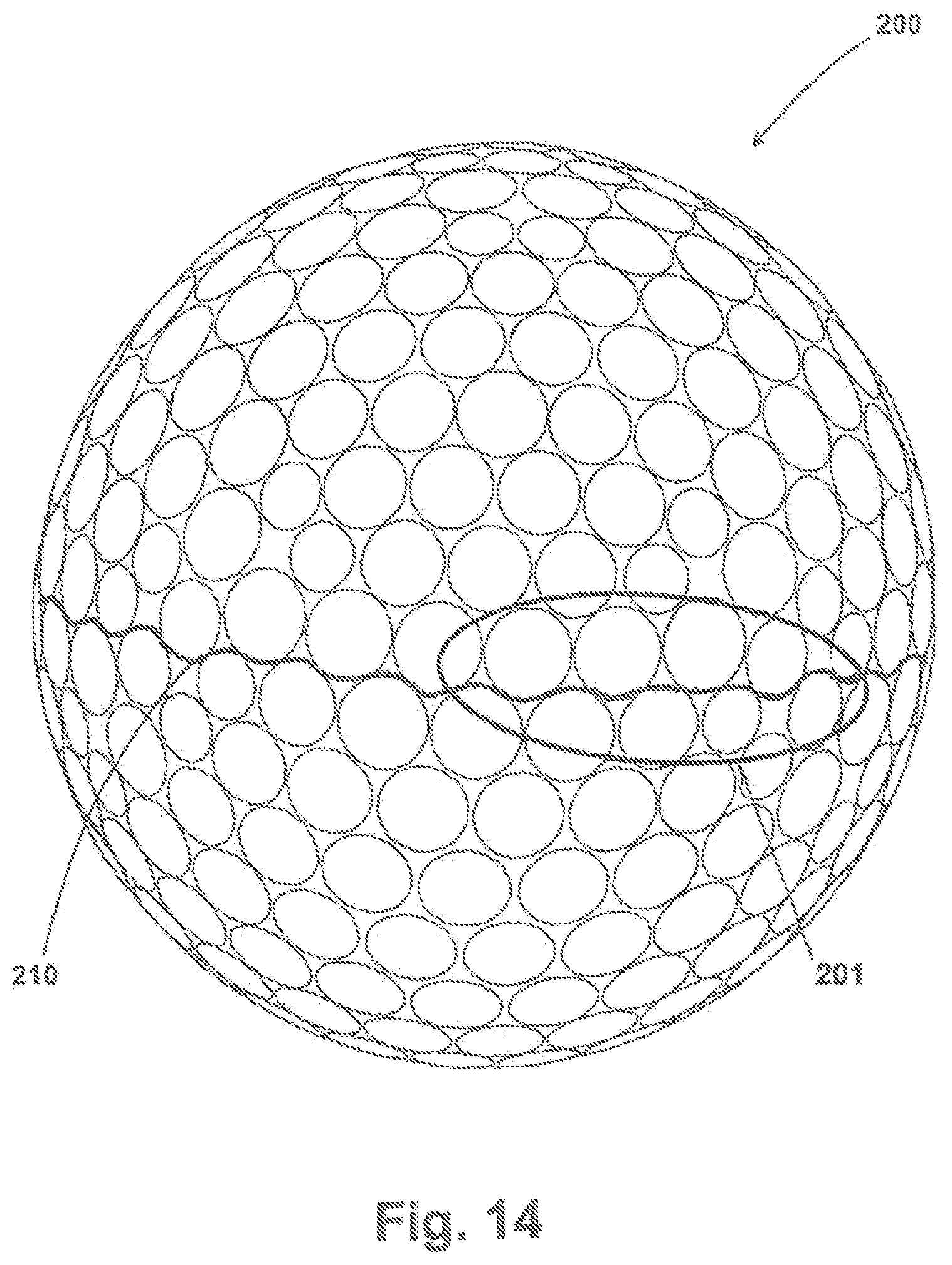 Patent US12311234 Figure 11 – Golf ball having non-planar parting line