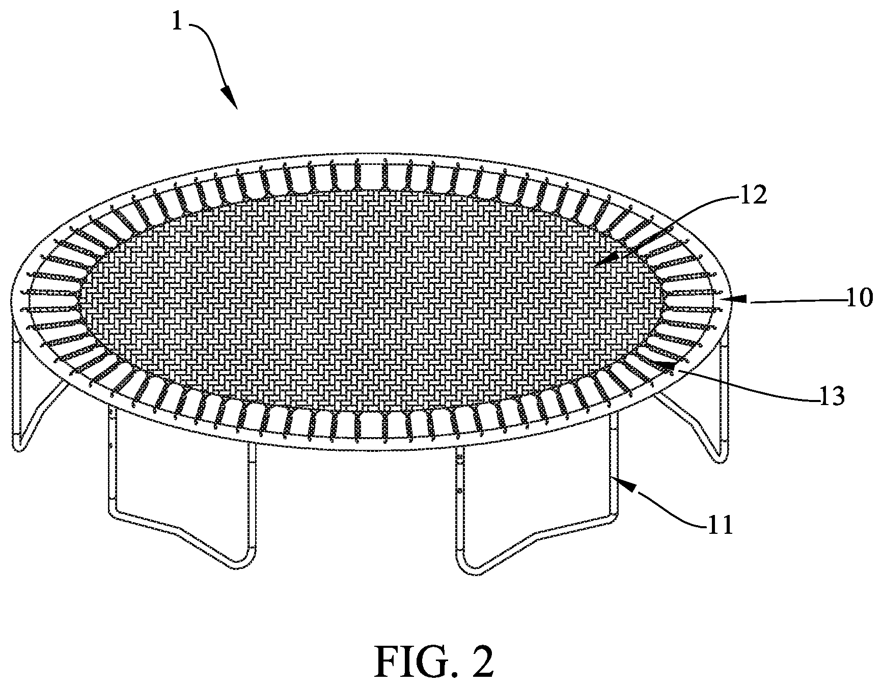 Patent US12311237 Figure 2 – Hoop cover for trampoline and trampoline