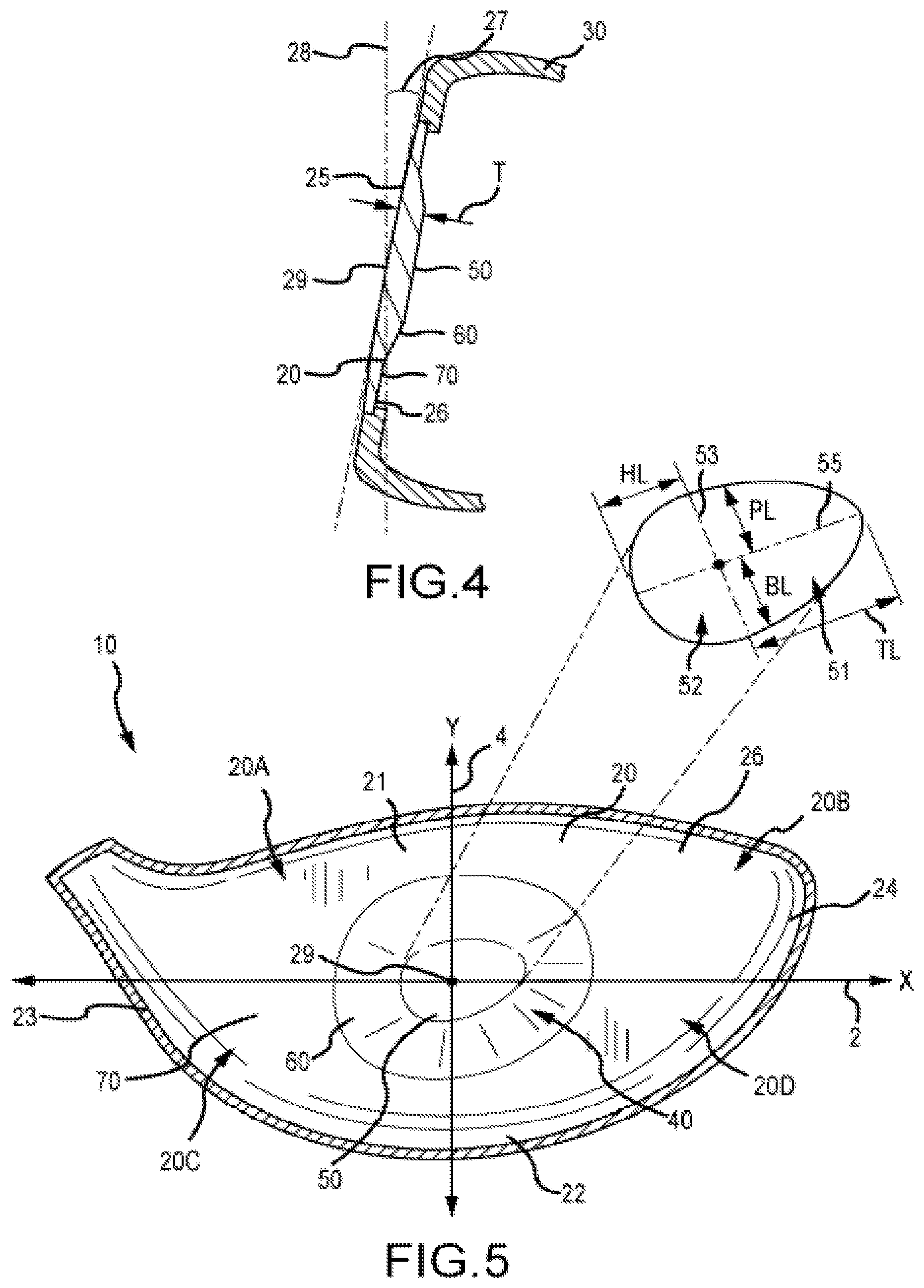 Patent US12311241 Figure 3 – Variable thickness face plate for a golf club head