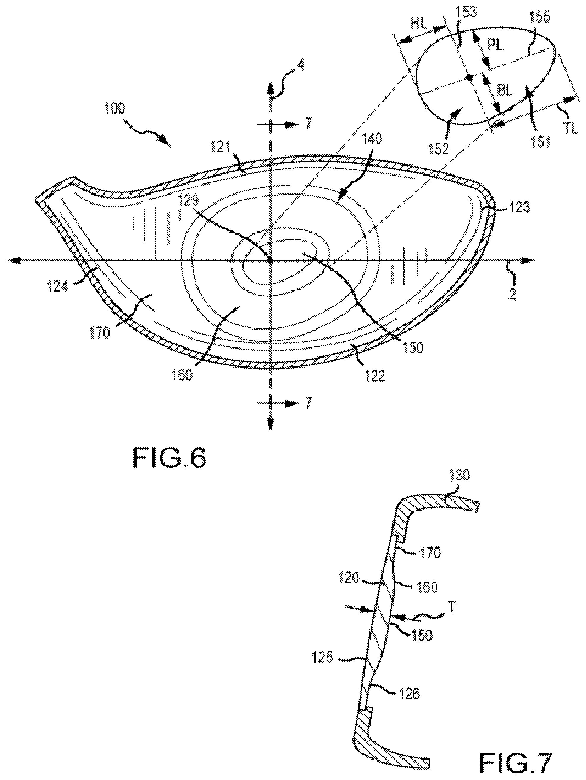 Patent US12311241 Figure 4 – Variable thickness face plate for a golf club head