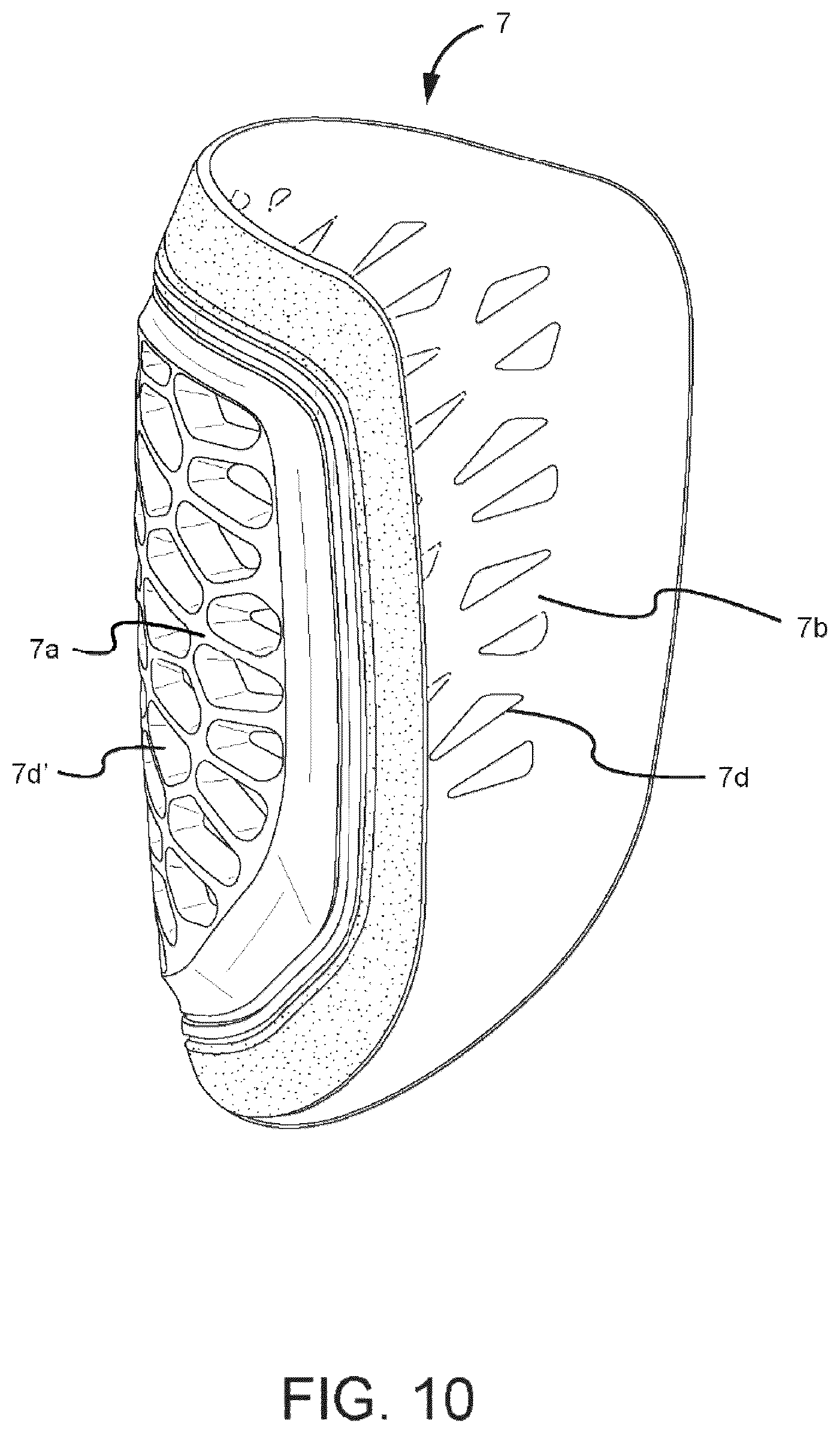 Patent US12311249 Figure 10 – Protective pad for protection from impact and a protective garment using the same