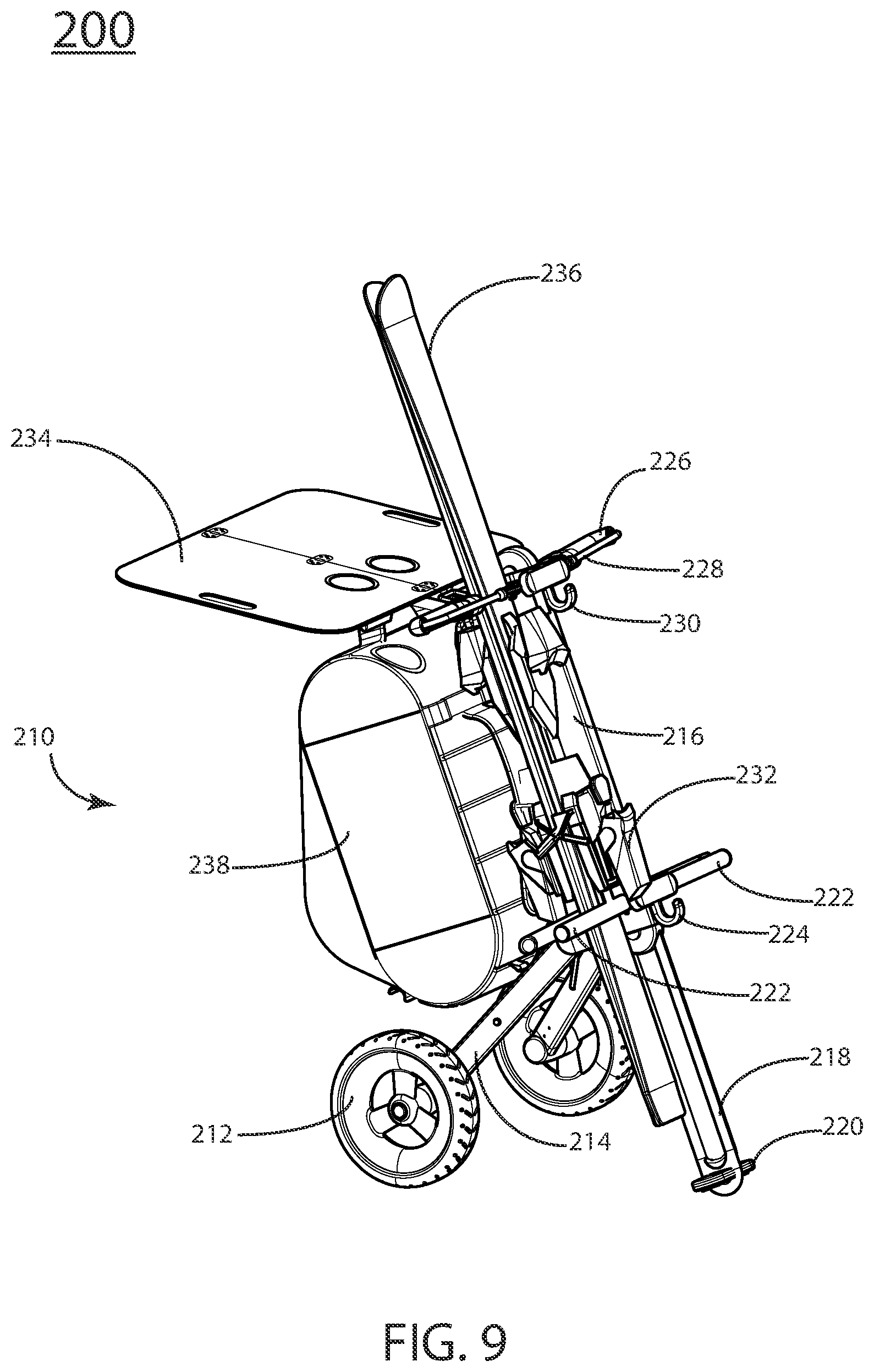 Patent US12311250 Figure 9 – Apparatus for transport and storage of sporting equipment