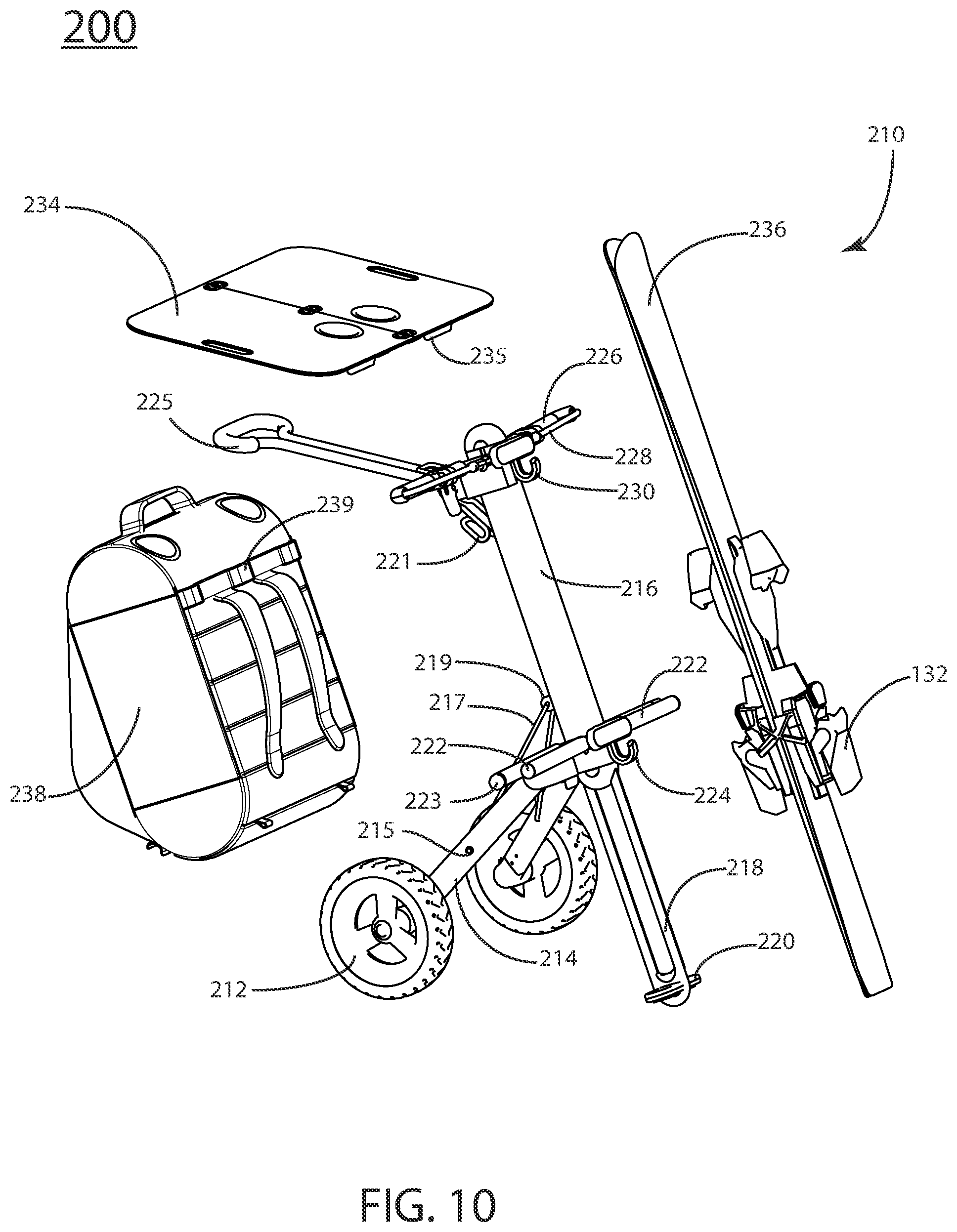 Patent US12311250 Figure 10 – Apparatus for transport and storage of sporting equipment