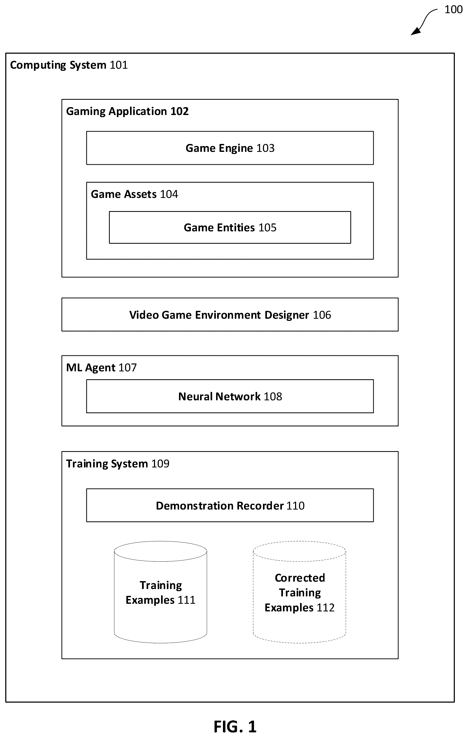 Patent US12311268 Figure 1 – Automated validation of video game environments