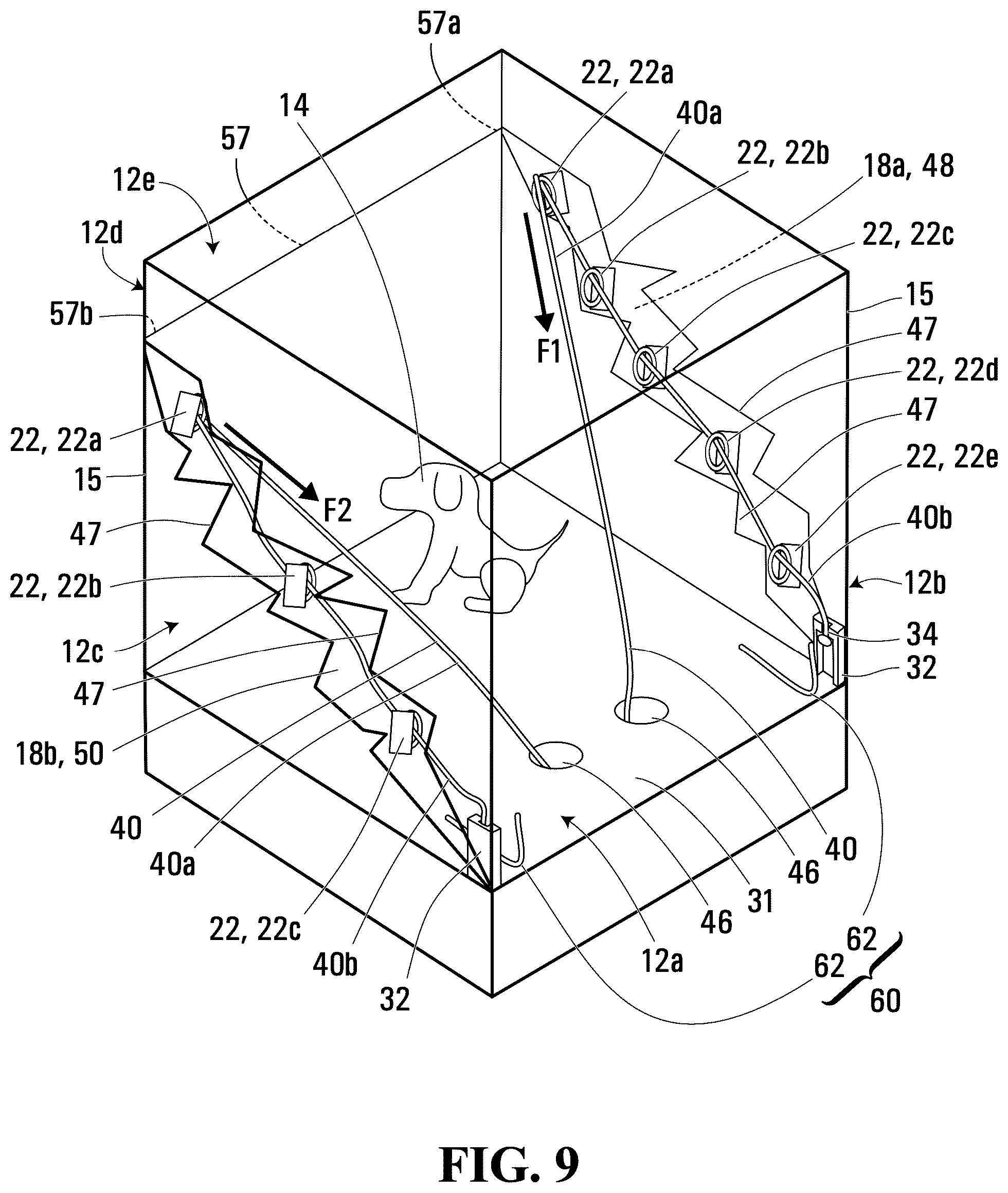 Patent US12311277 Figure 9 – Toy assembly with inner object in housing that performs function