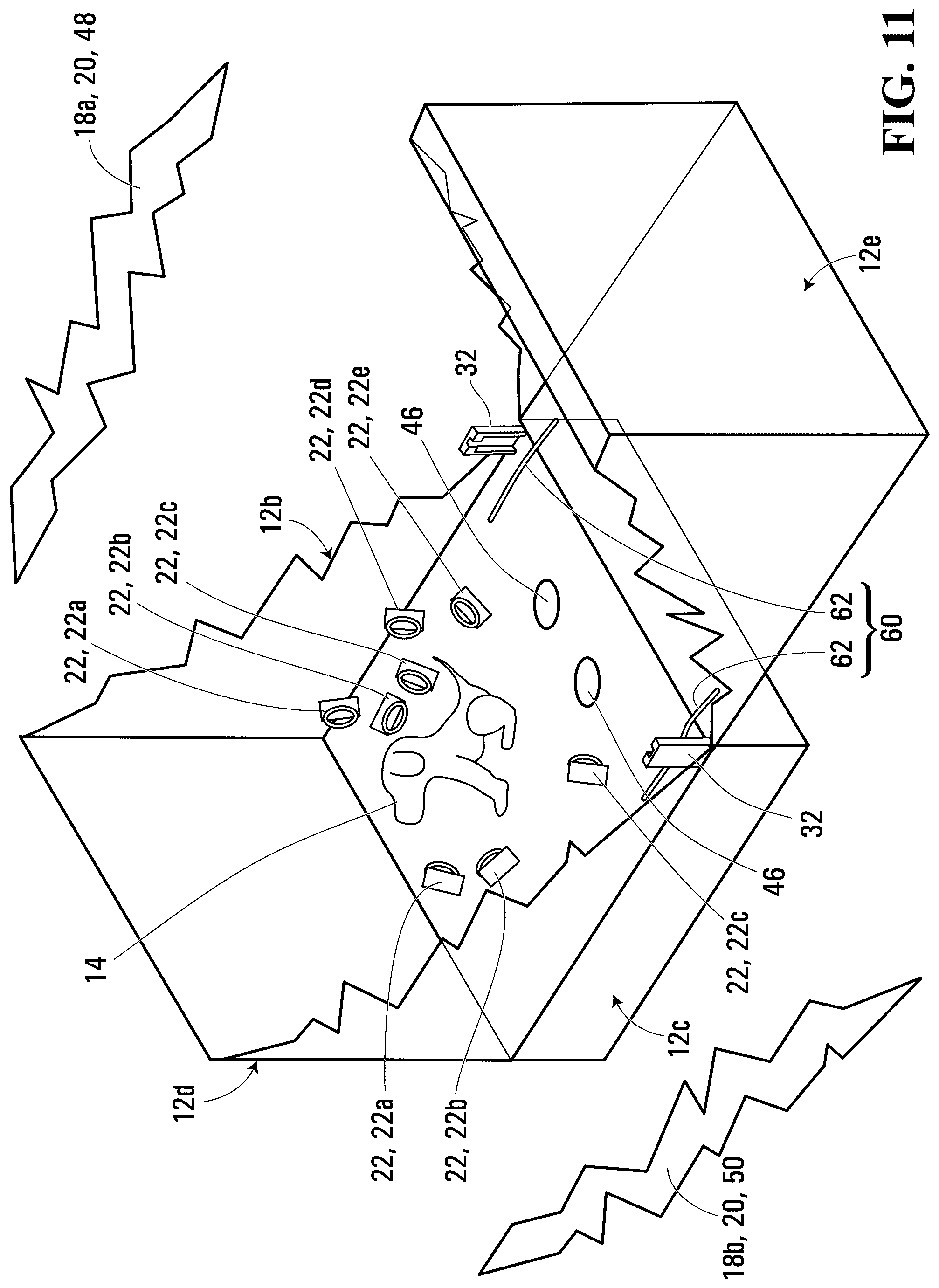 Patent US12311277 Figure 11 – Toy assembly with inner object in housing that performs function