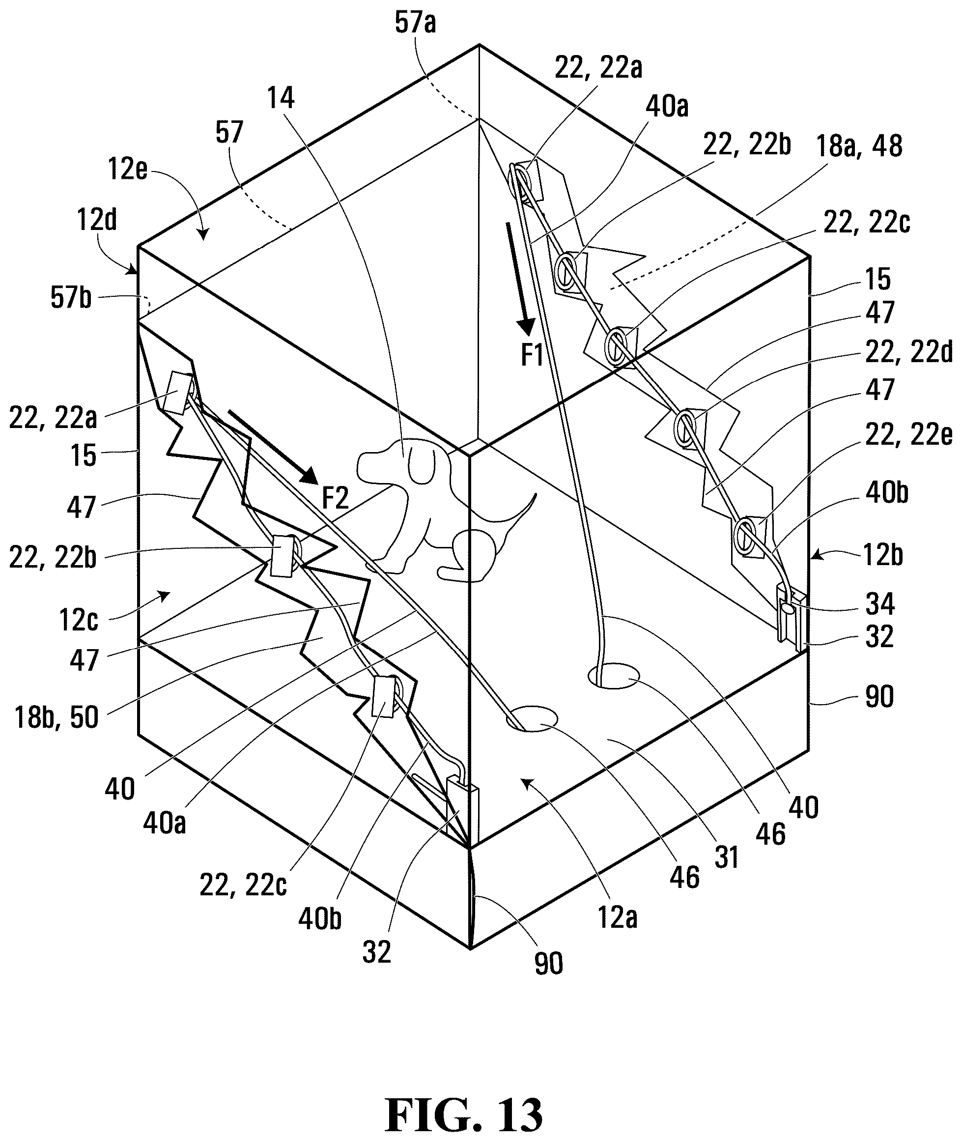 Patent US12311277 Figure 13 – Toy assembly with inner object in housing that performs function