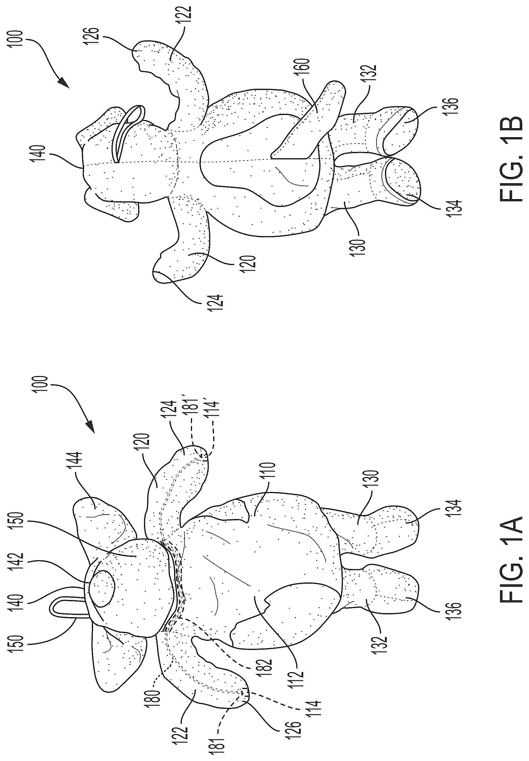 Patent US12311279 Figure 1 – Methods and apparatus for stuffable plush toy