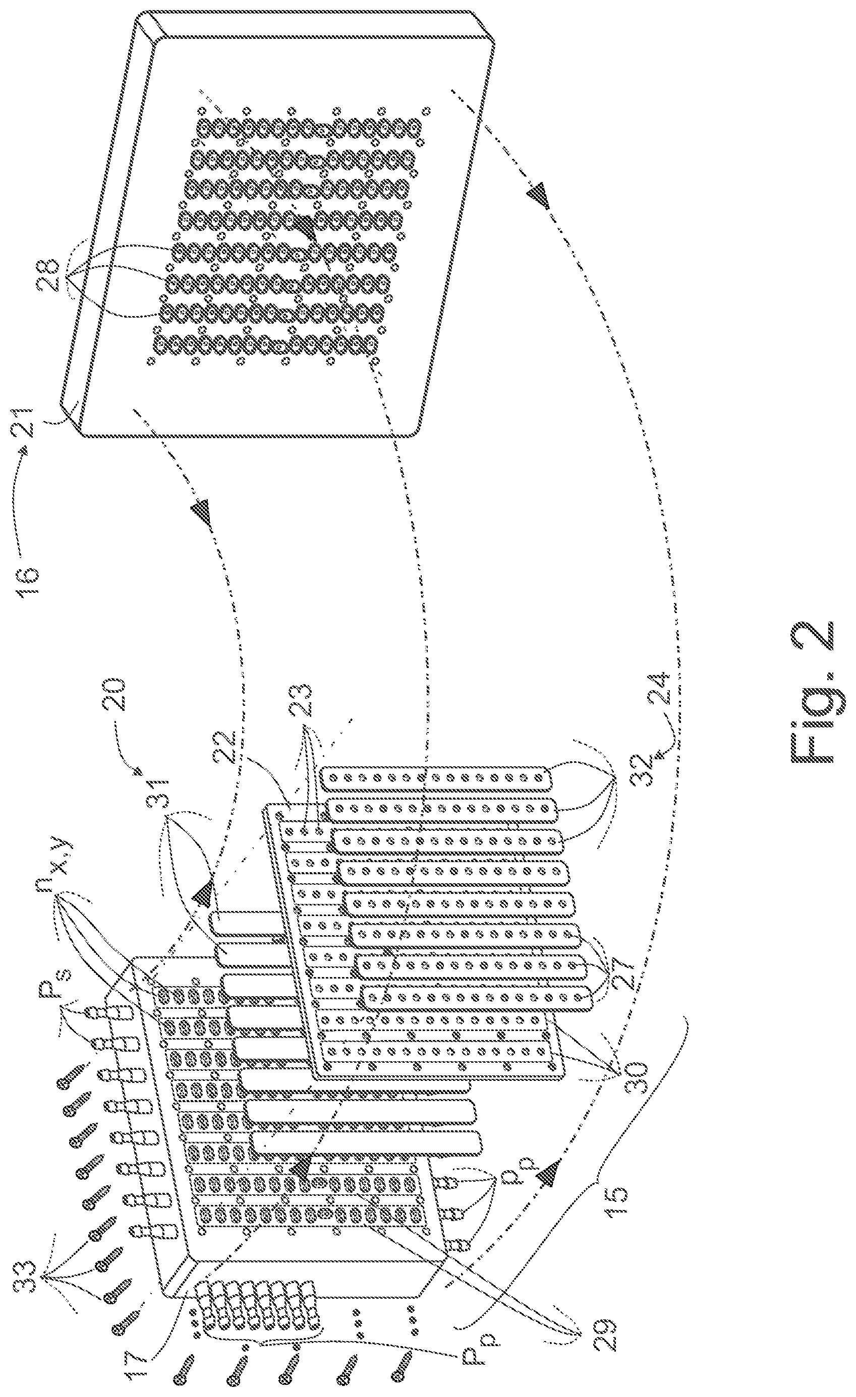 Patent US12311287 Figure 2 – Valve switching system for selectively interconnecting components of a bioprocess installation