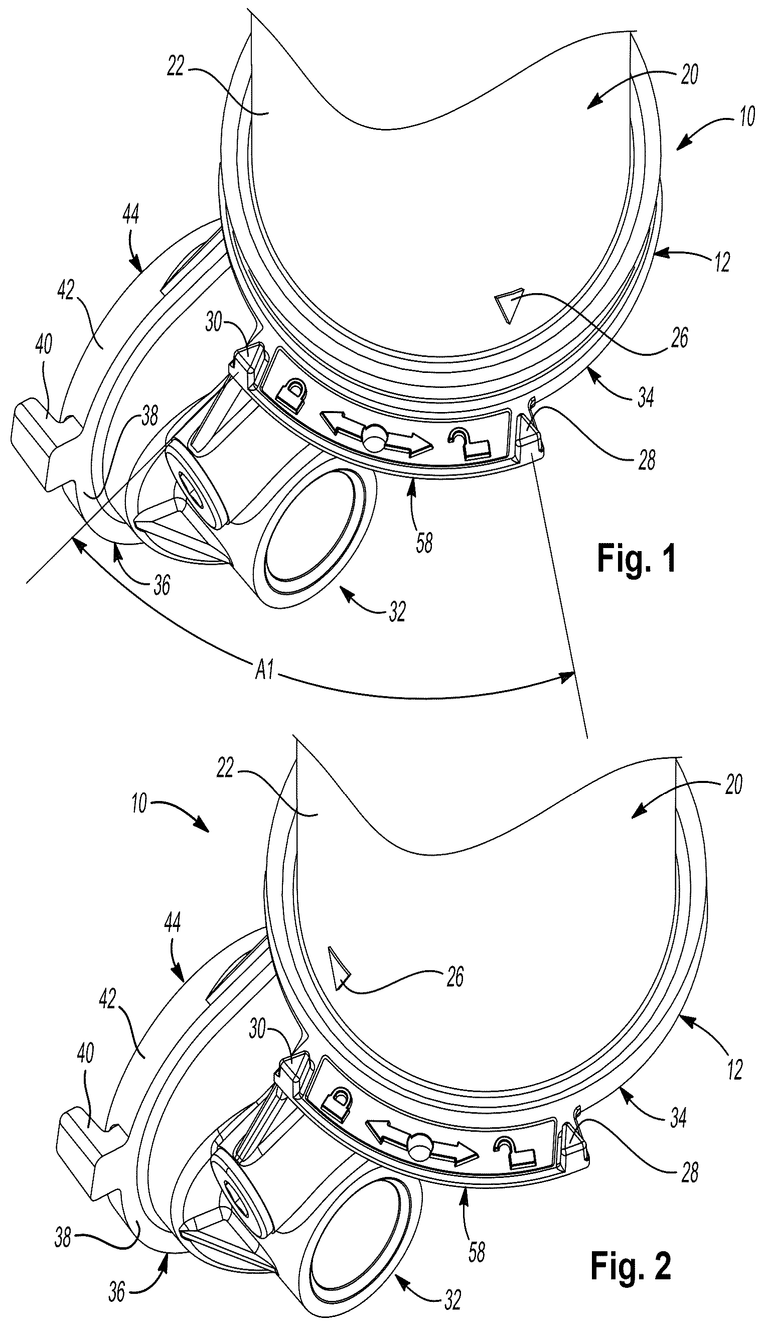 Patent US12311293 Figure 1 – Filter head assembly having a threaded bayonet connector adapter with a position tolerance improving retainer ring