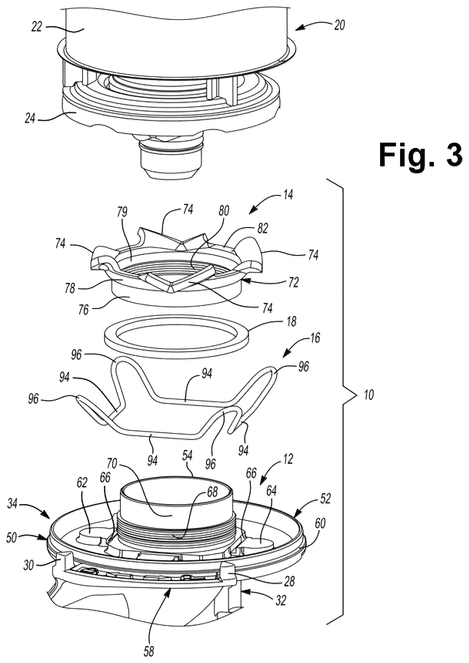 Patent US12311293 Figure 2 – Filter head assembly having a threaded bayonet connector adapter with a position tolerance improving retainer ring