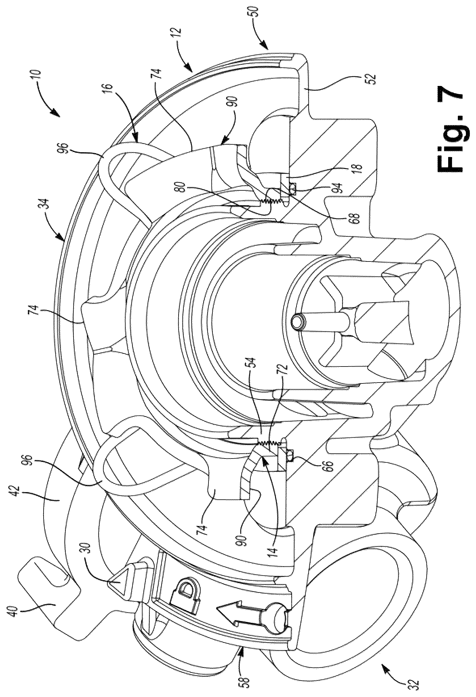 Patent US12311293 Figure 6 – Filter head assembly having a threaded bayonet connector adapter with a position tolerance improving retainer ring