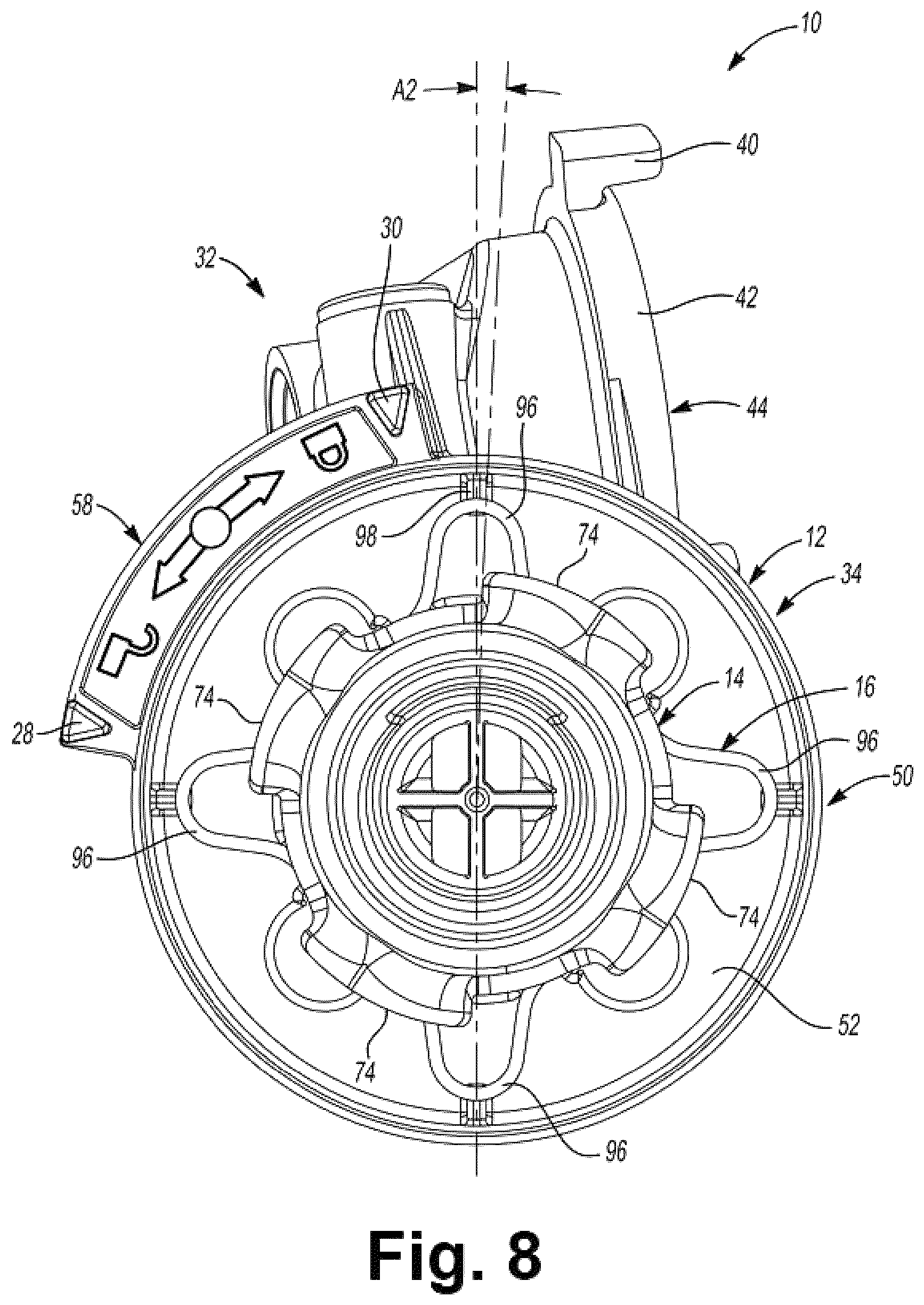 Patent US12311293 Figure 7 – Filter head assembly having a threaded bayonet connector adapter with a position tolerance improving retainer ring