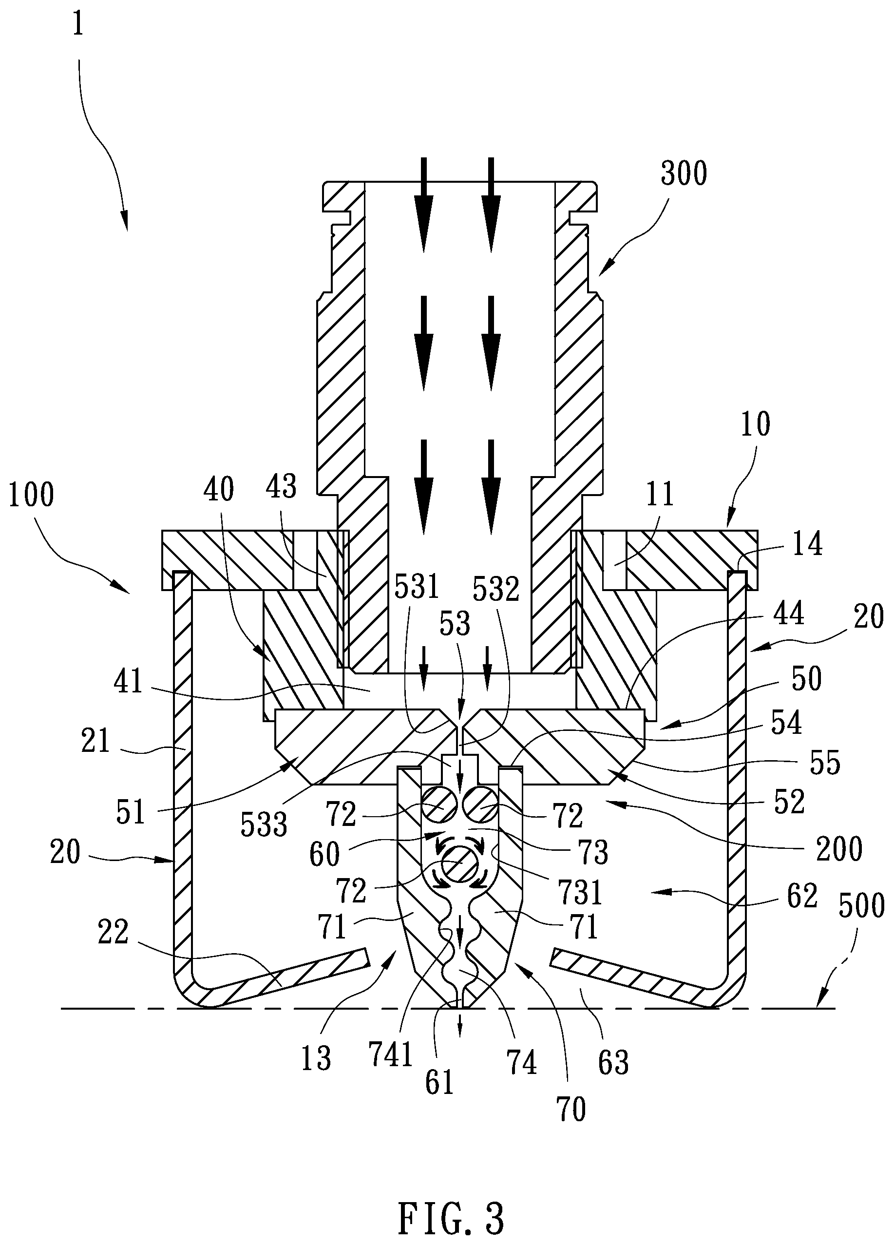 Patent US12311298 Figure 3 – Gas deflector