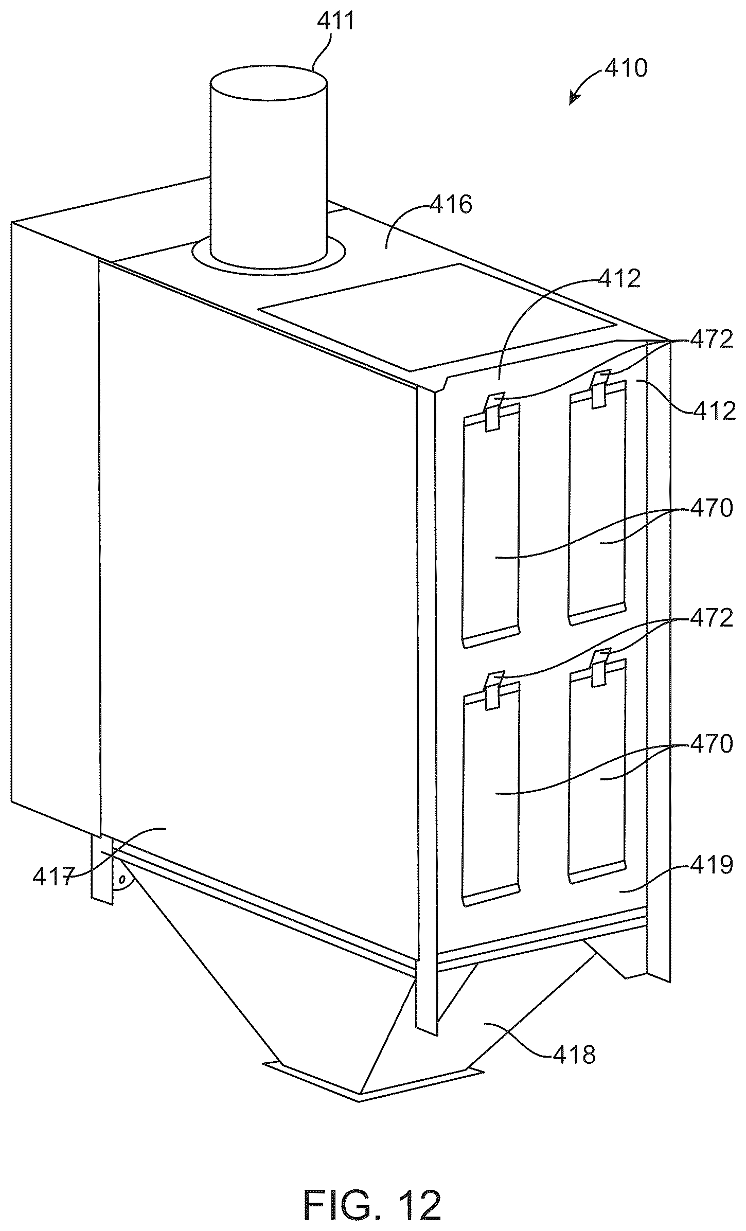Patent US12311302 Figure 7 – Enlarged opening filter bags, support assemblies, and filter bag assemblies