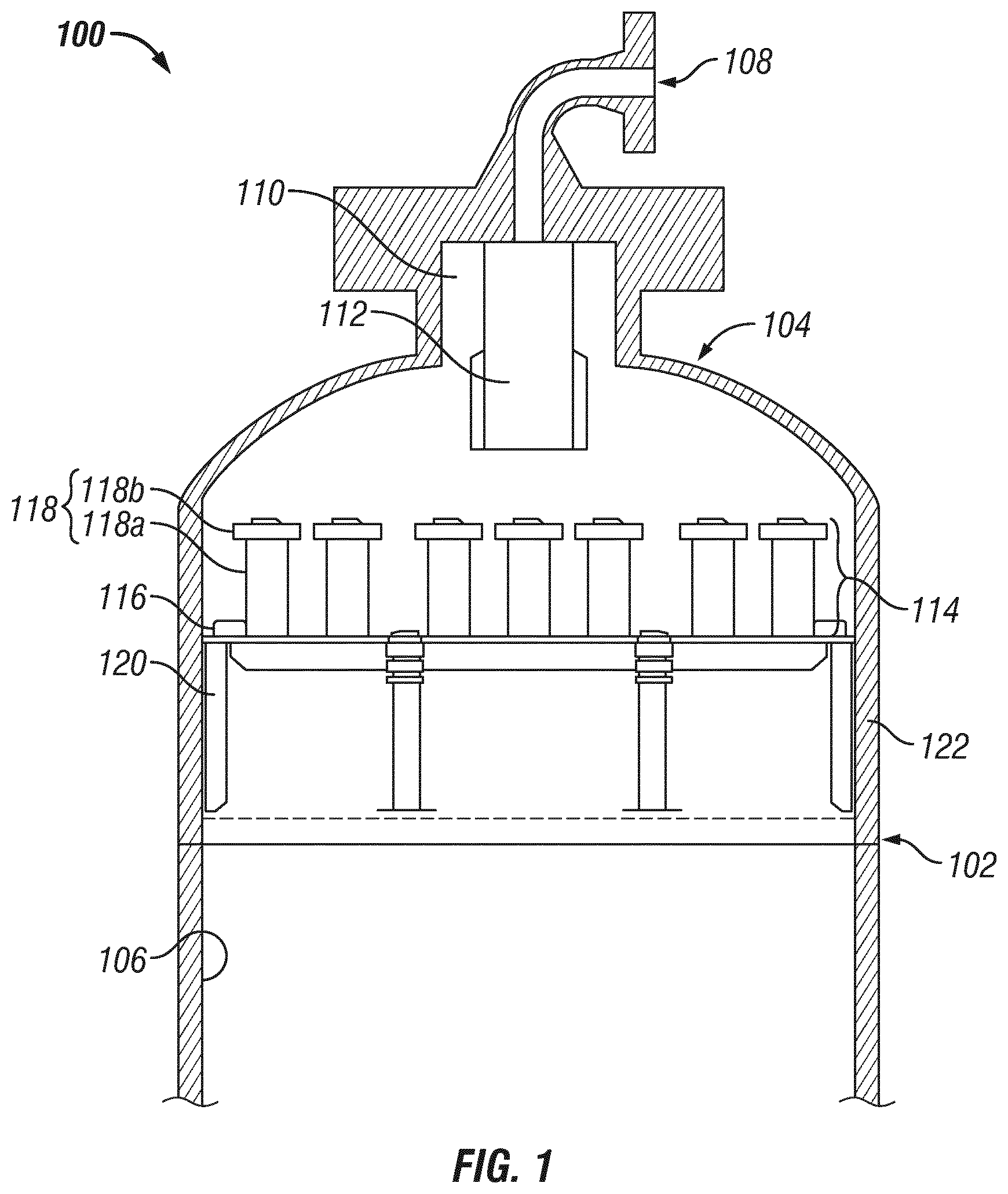 Patent US12311306 Figure 1 – Gas phase settling (GPS) tray