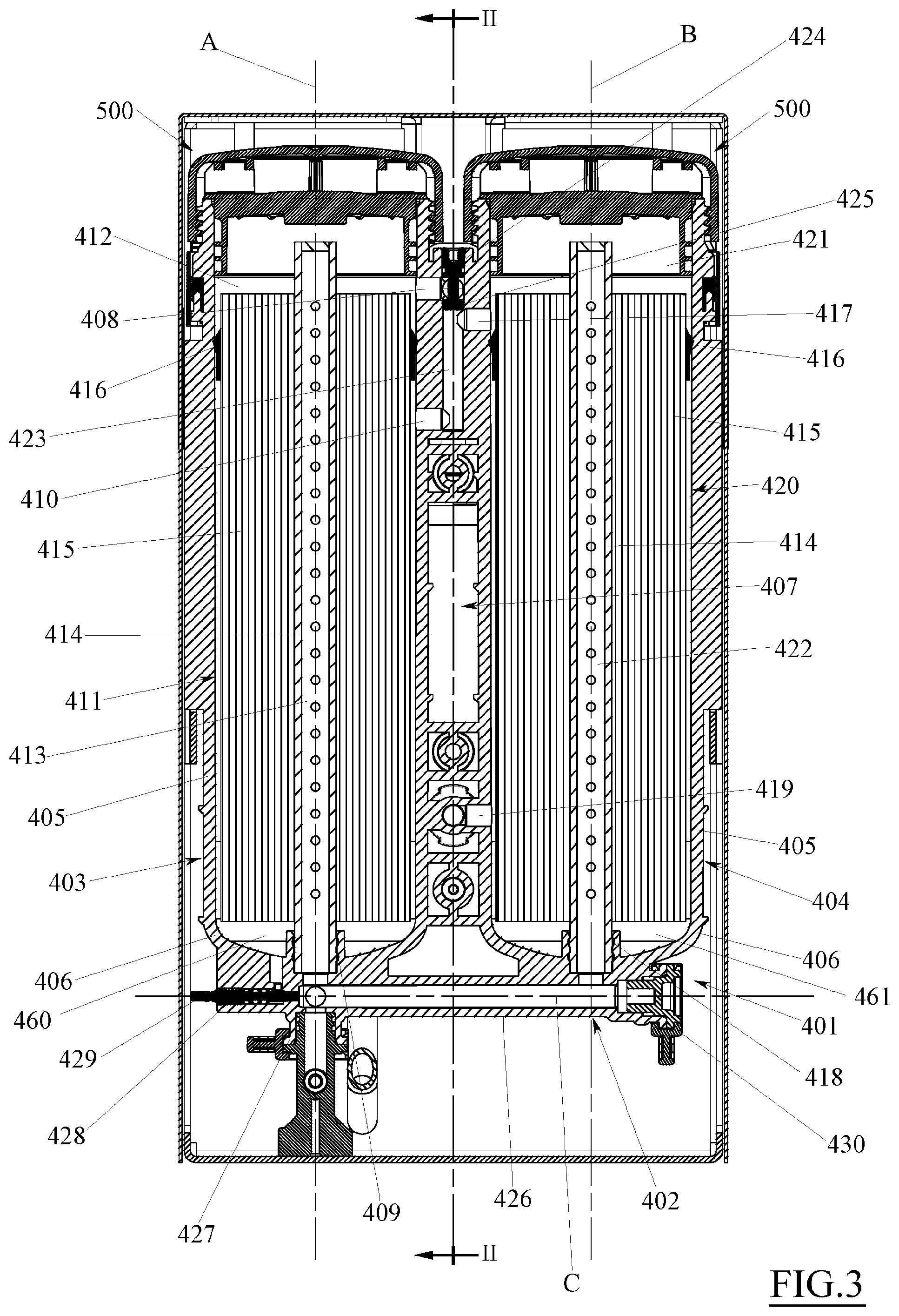 Patent US12311317 Figure 3 – Modular element for reverse osmosis filtering devices
